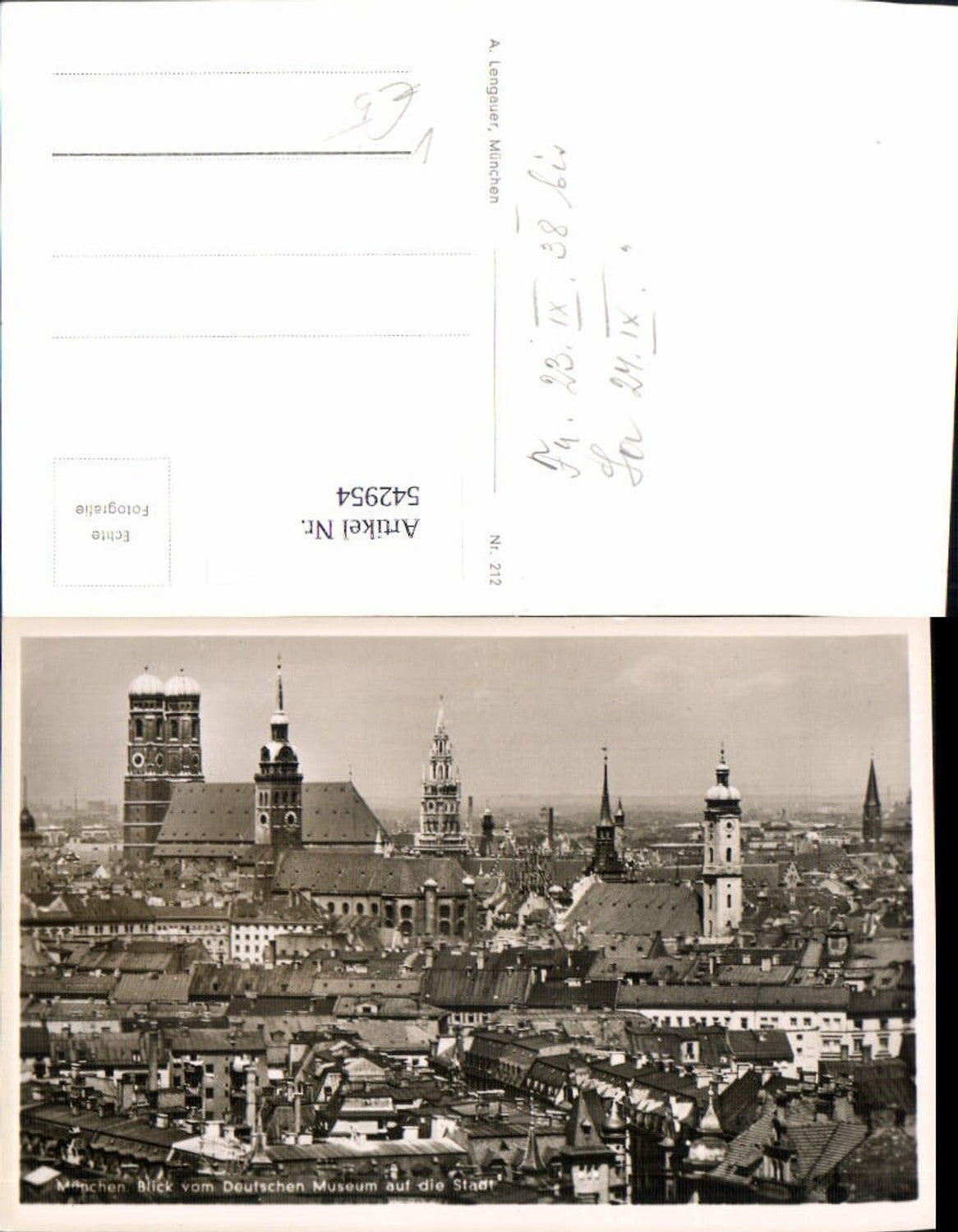 542954,Foto Ak München Blick v. Deutschen Museum auf die Stadt pub A. Lengauer 212