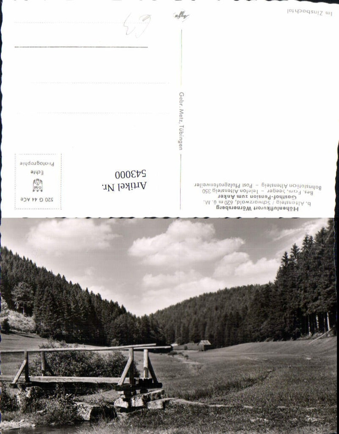 543000,Foto Ak Pfalzgrafenweiler Freudenstadt Schwarzwald Zinsbachtal Brücke