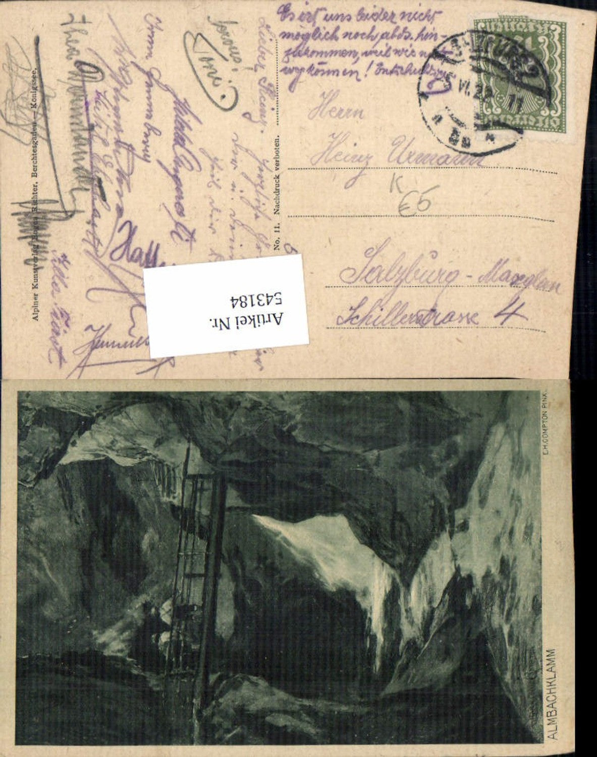 543184,Künstler AK E.H. Compton Almbachklamm b. Ettenberg Berchtesgaden