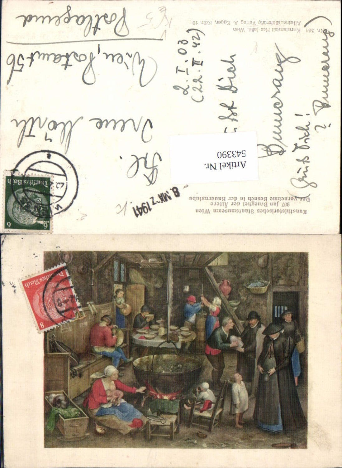 543390,Künstler AK Jan Brueghel Bauernstube pub Max Jaffe Wien 384