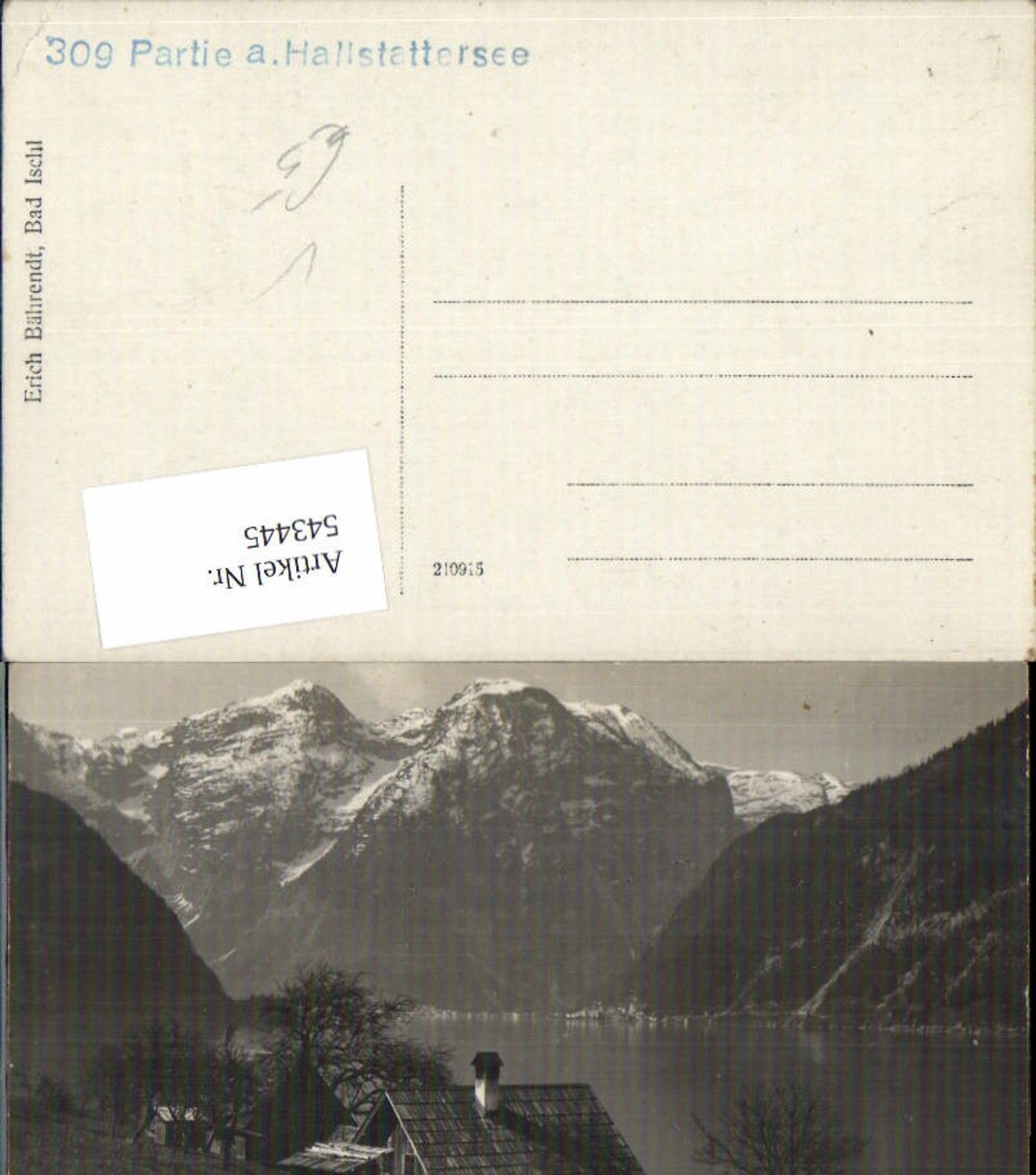 543445,tolle Foto-AK Hallstatt Hallstättersee pub Bährendt 309