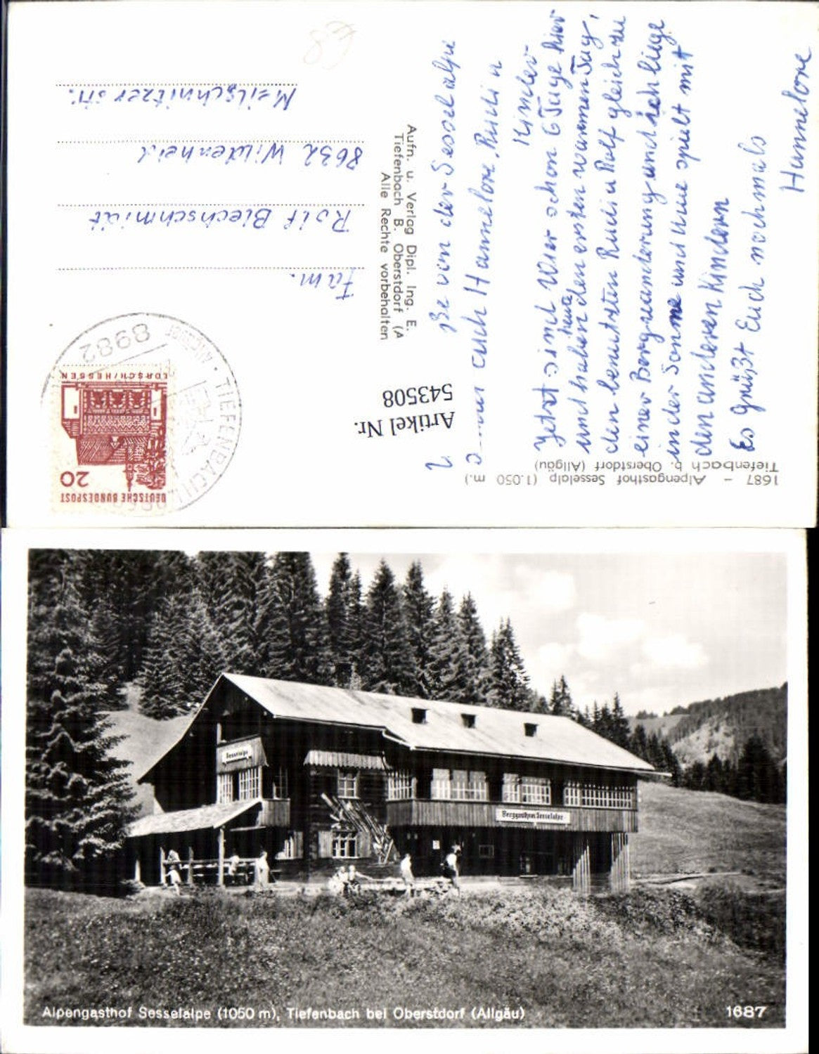 543508,tolle AK Sesselalpe Gasthaus Tiefenbach bei Oberstdorf im Allgäu
