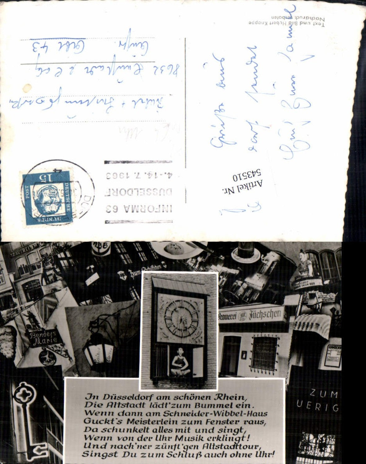 543510,tolle AK Düsseldorf am Rhein Stp. Informa 1963 Sonnenuhr