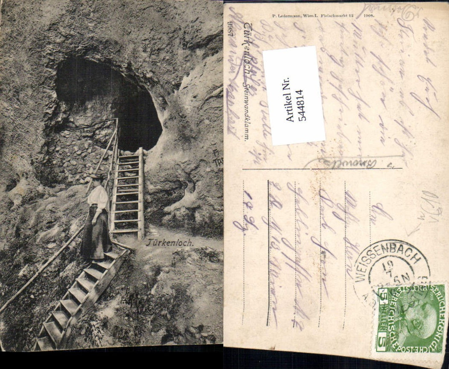 544814,tolle AK Türkenloch Steinwandklamm Weißenbach Furth a.d. Triesting pub Ledermann 9987