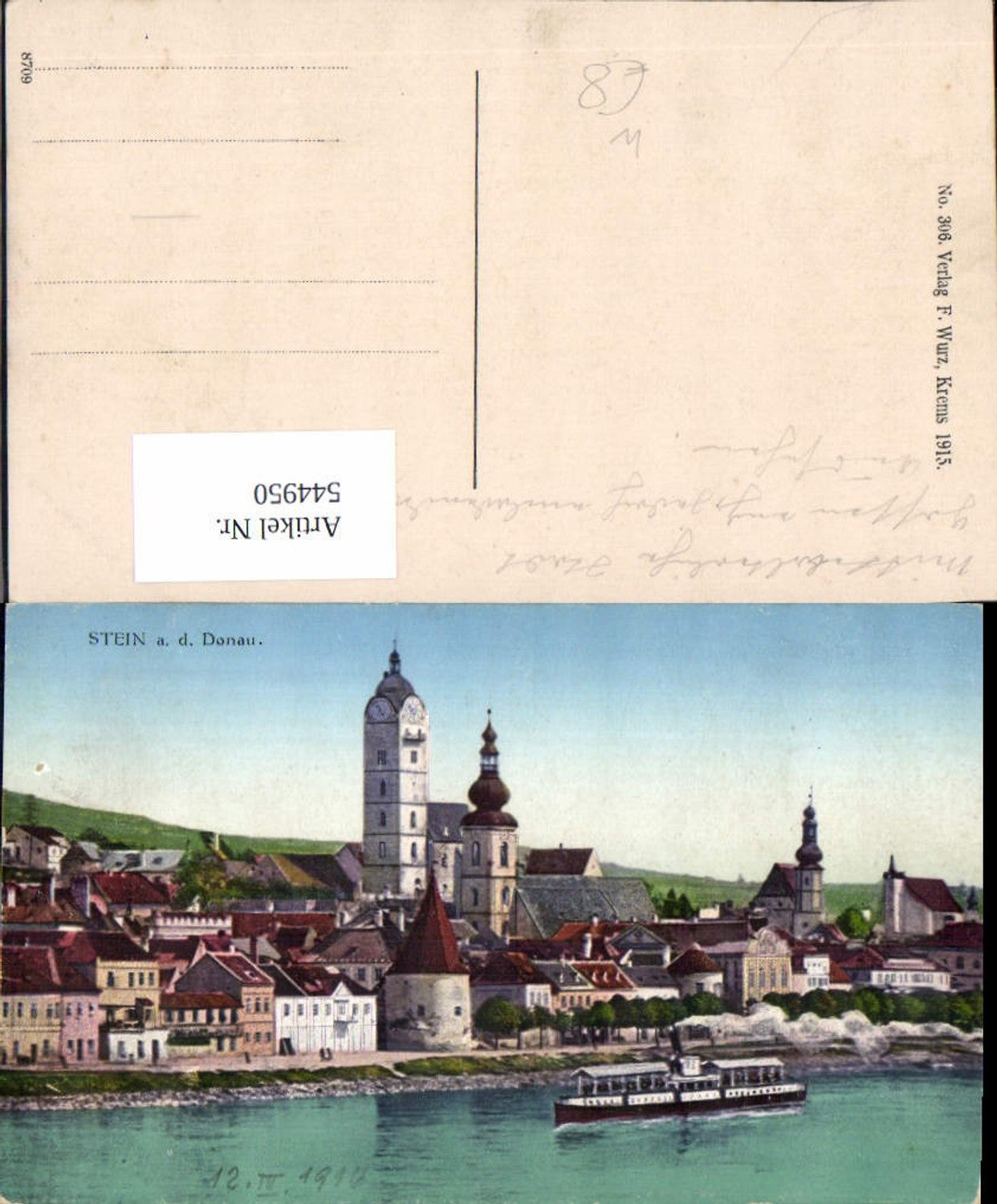 544950,Stein an der Donau bei Krems m. Dampfer