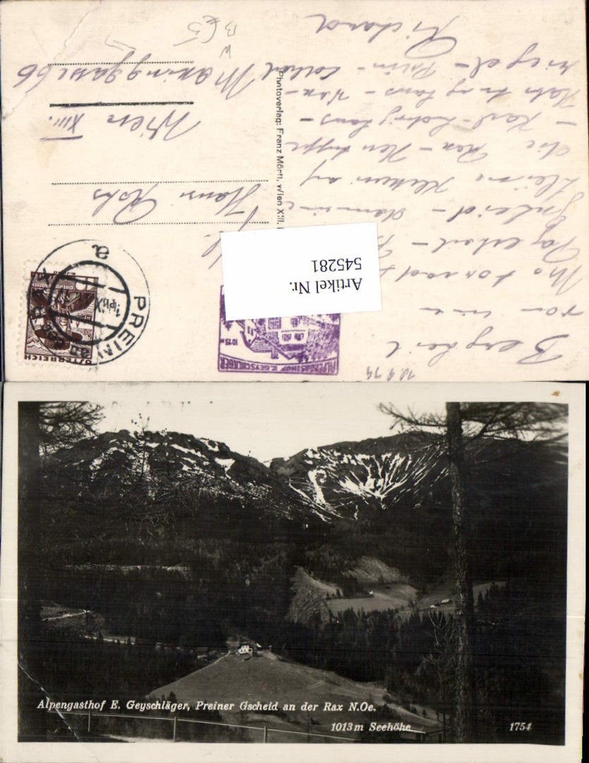 545281,Preiner Gscheid Prein a.d. Rax Reichenau Geyschläger Gasthaus