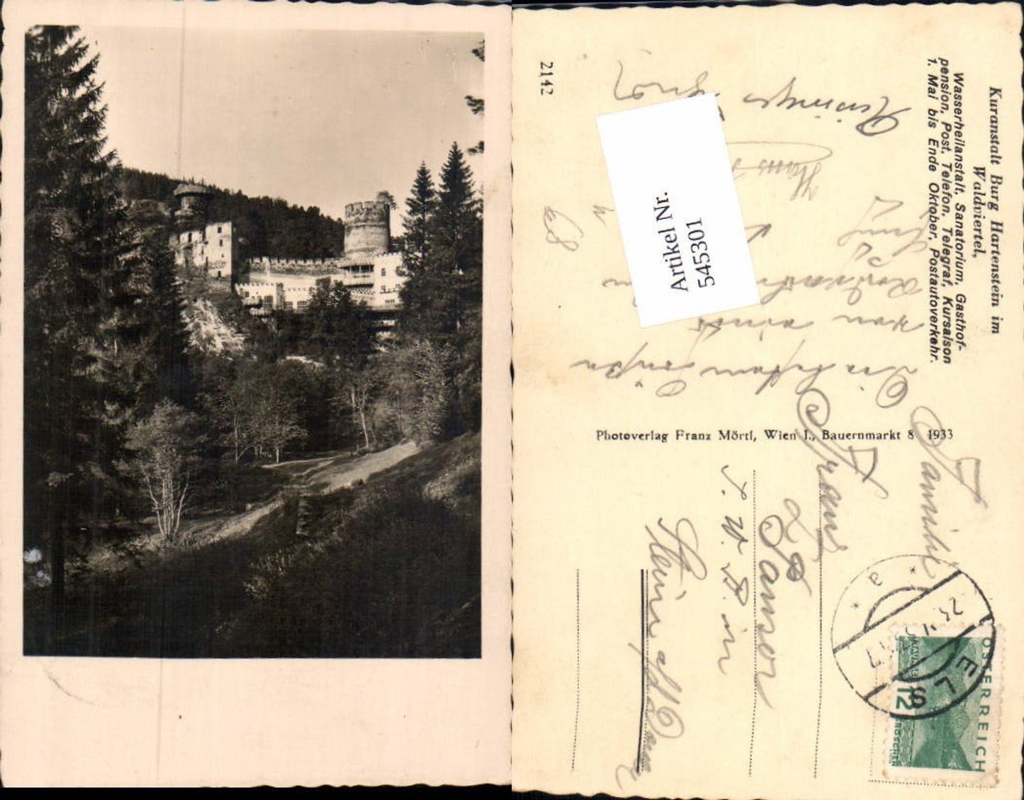 545301,tolle Foto-AK Burg Hartenstein b. Els Krems