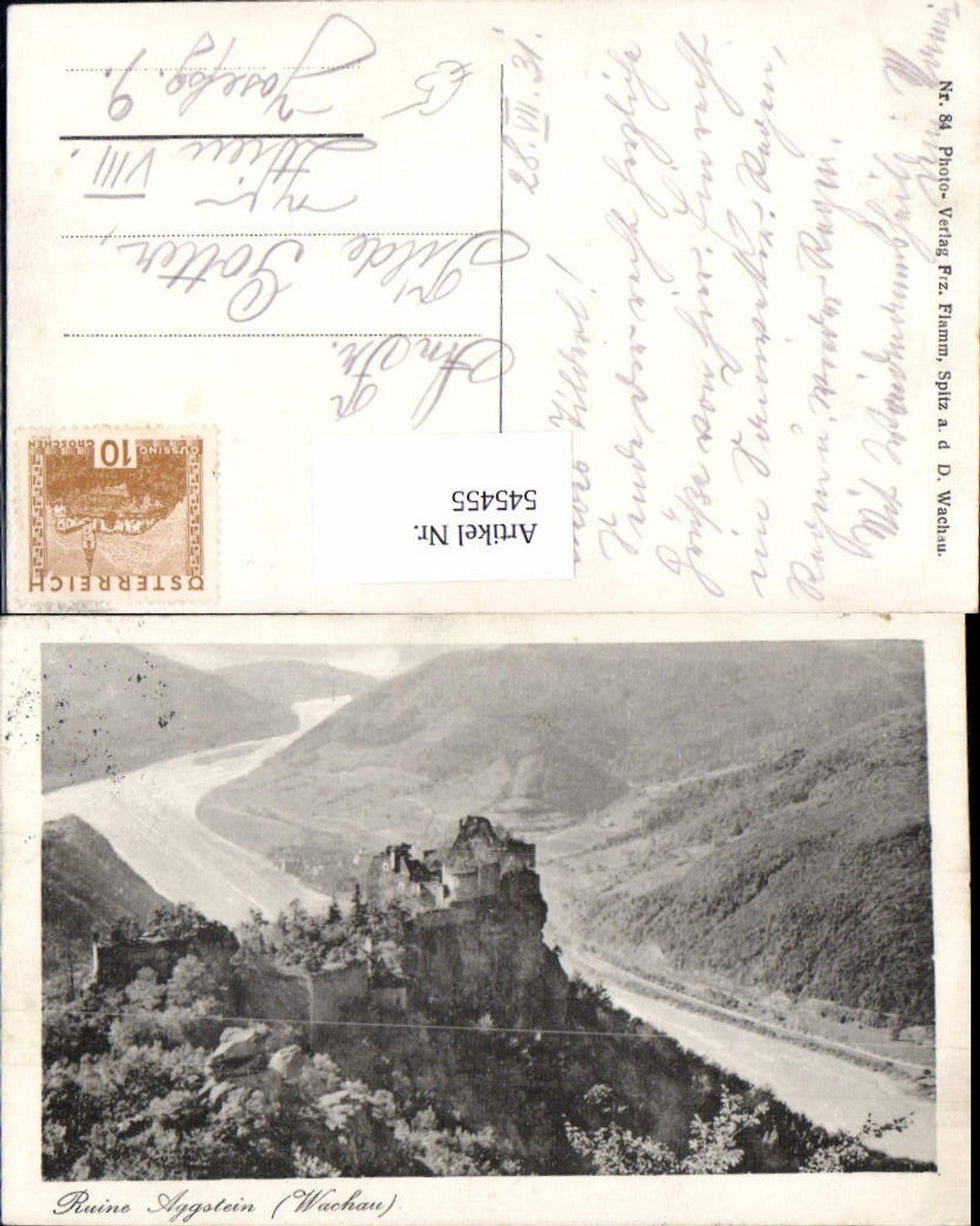 545455,tolle AK Ruine Aggstein in der Wachau Aggsbach