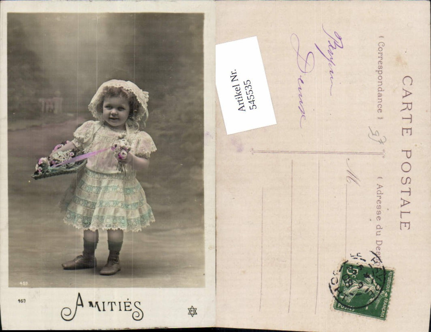 545535,Foto-AK Kinder süsses Mädchen Kleid Blumen