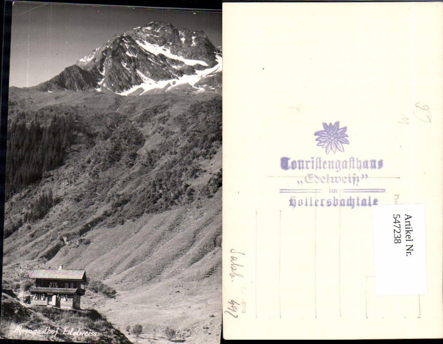 547238,tolle Foto-AK Alpengasthof Edelweiss Hollersbach Mittersill im Pinzgau