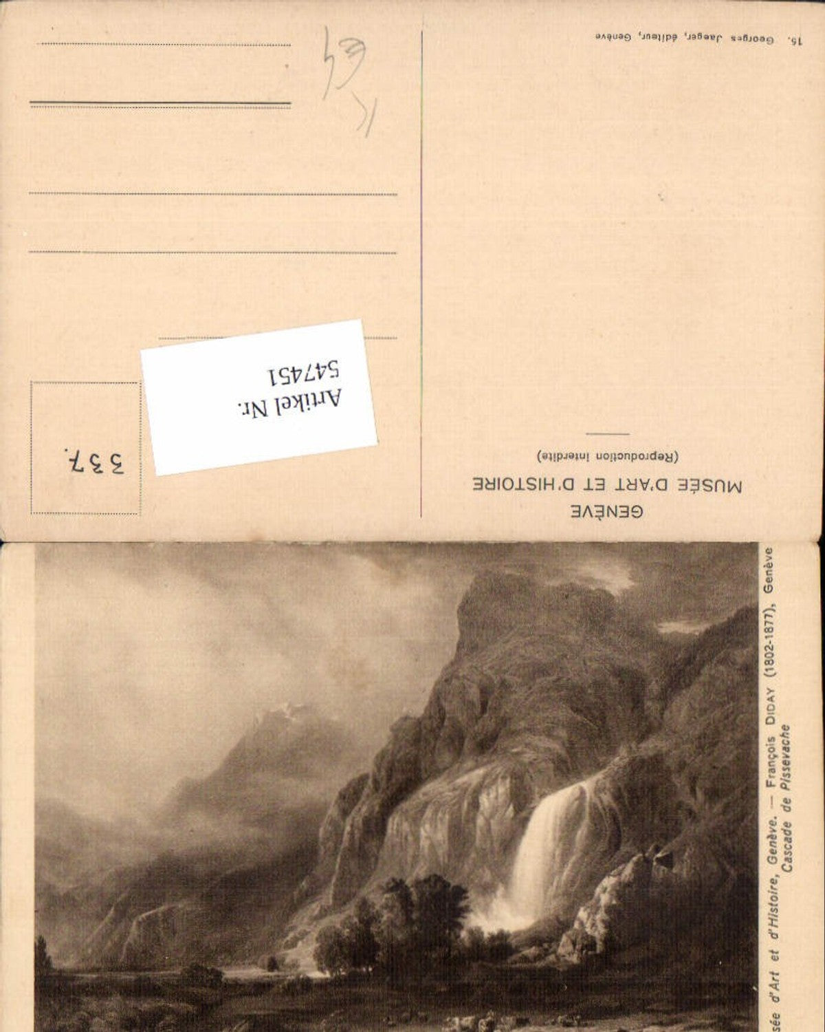547451,Künstler AK Francois Diday Wasserfall Berge