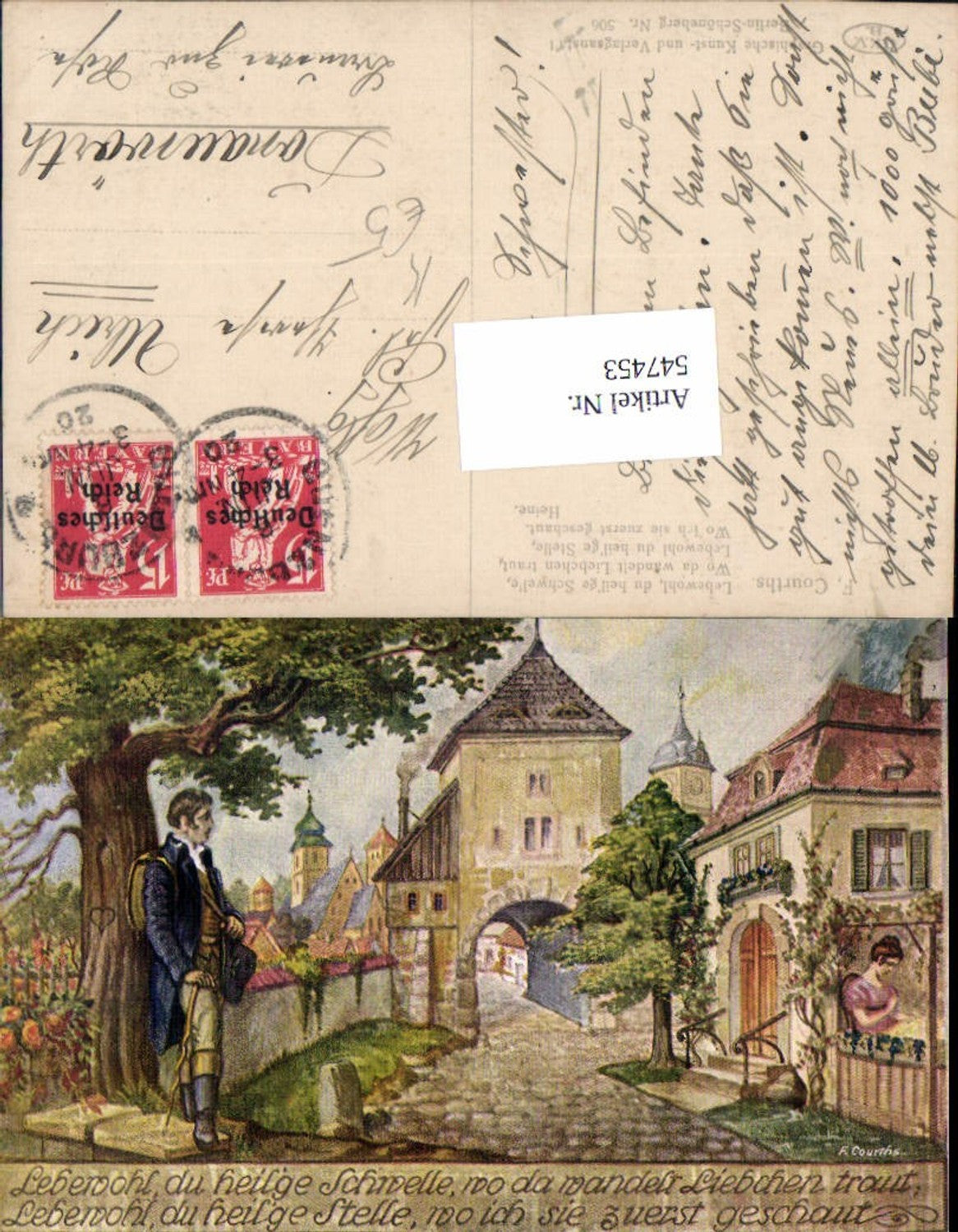 547453,Künstler AK F. Courths Liebe Frau Mann