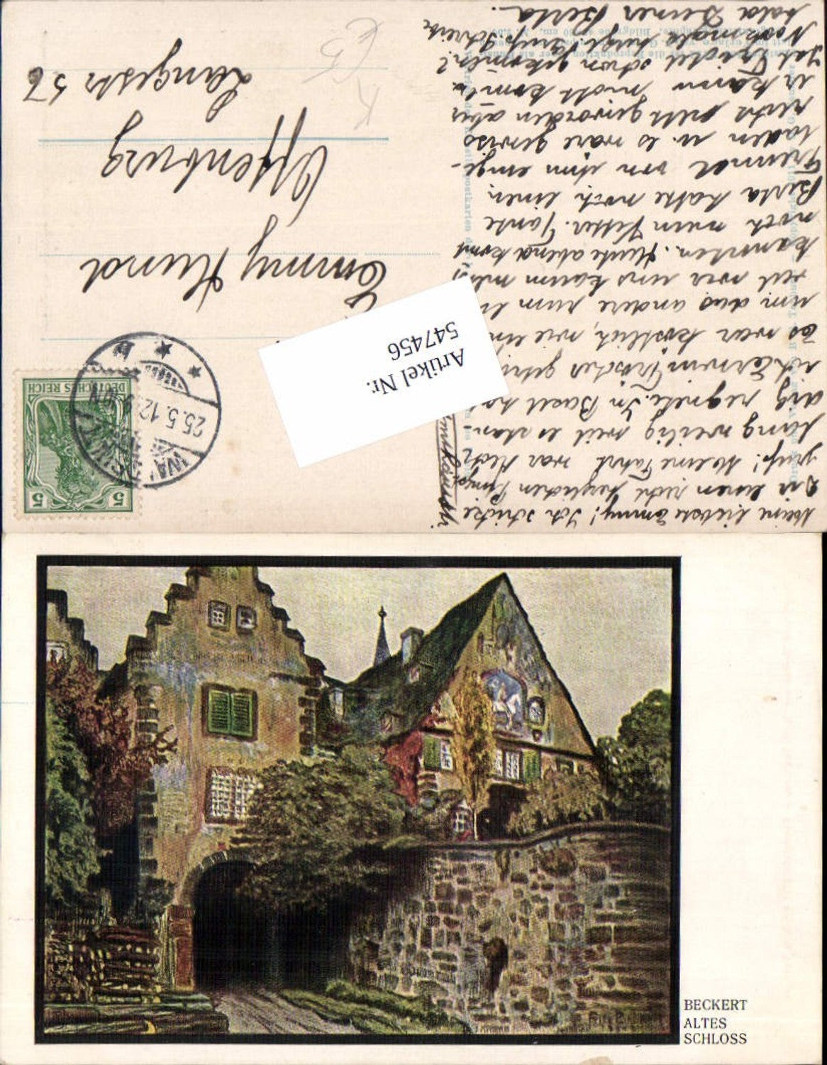 547456,Künstler AK Beckert Altes Schloss Einfahrt
