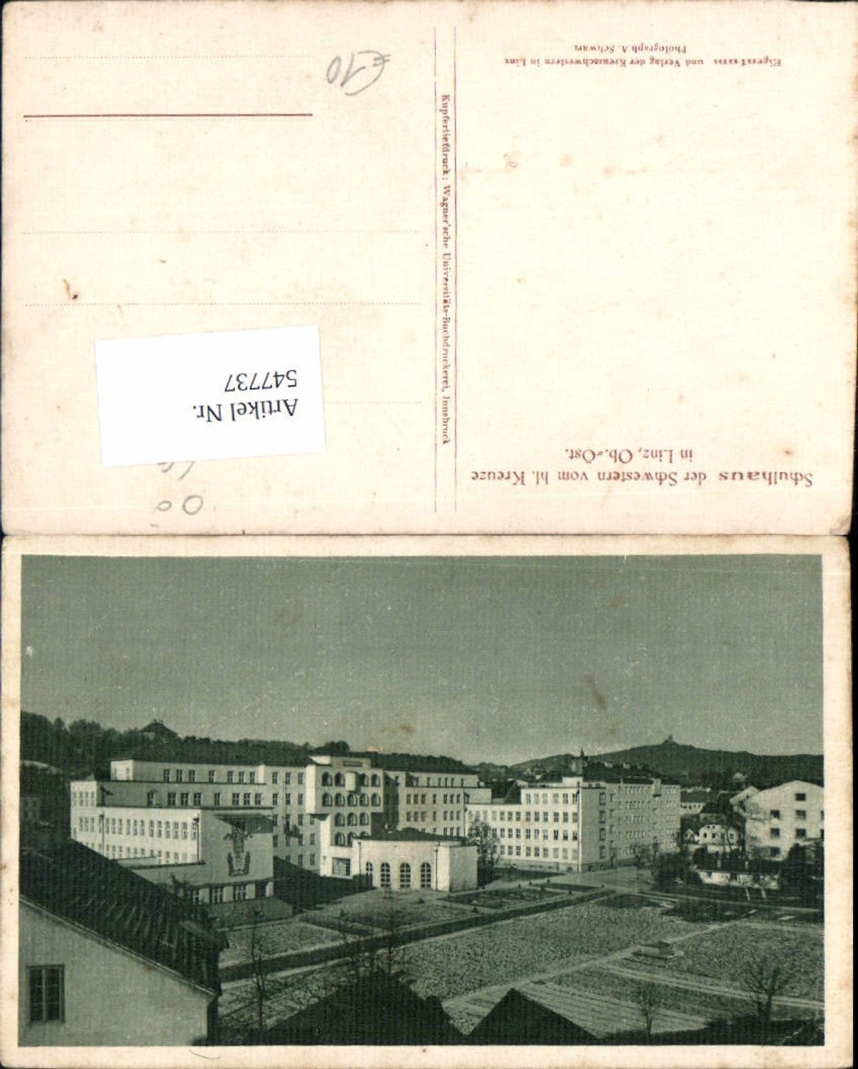 547737,tolle AK Linz an der Donau Schulhaus Schwestern Hl. Kreuze