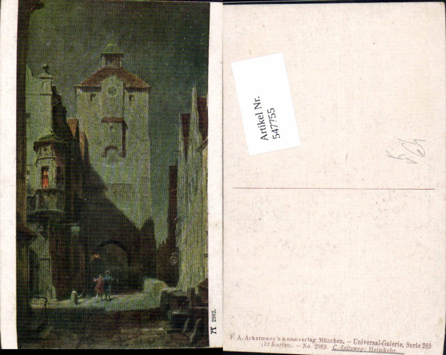 547755,Künstler AK Carl Spitzweg Heimkehr pub Ackermann 289-2982
