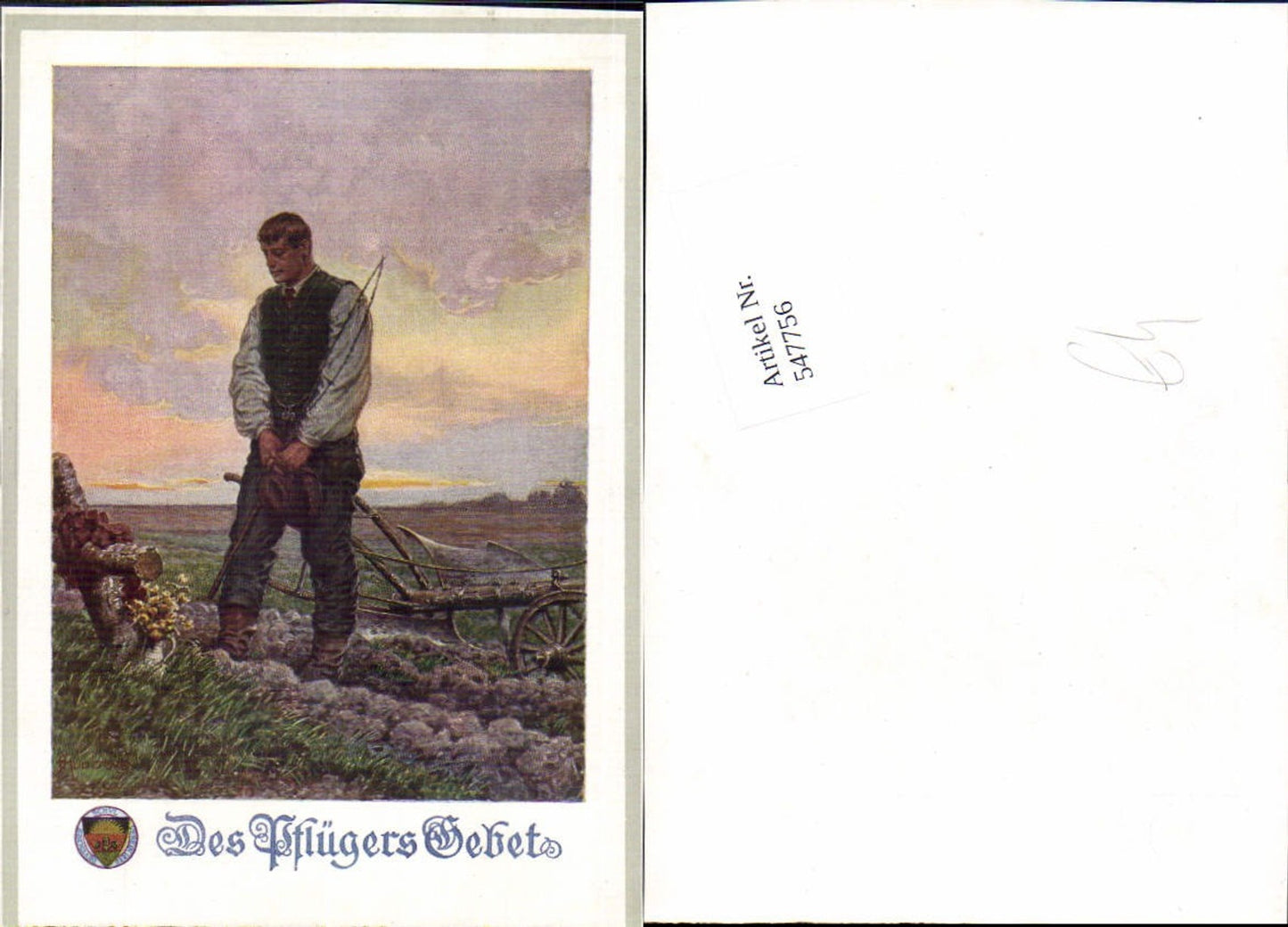 547756,Künstler AK Deutscher Schulverein Rohabzug Bauer Pflügers gebet