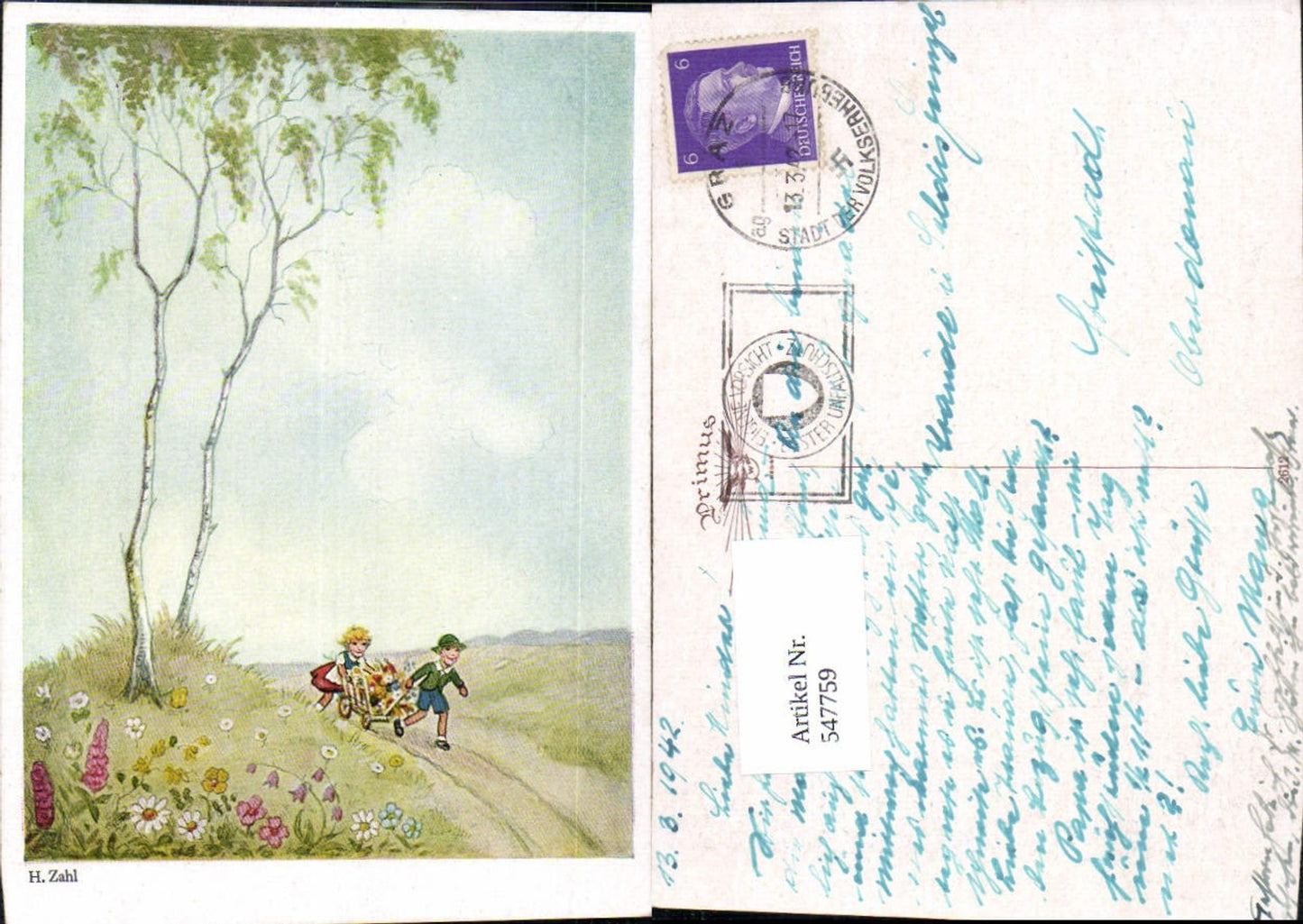 547759,Künstler AK H. Zahl Kinder Karren pub Primus AK 2612