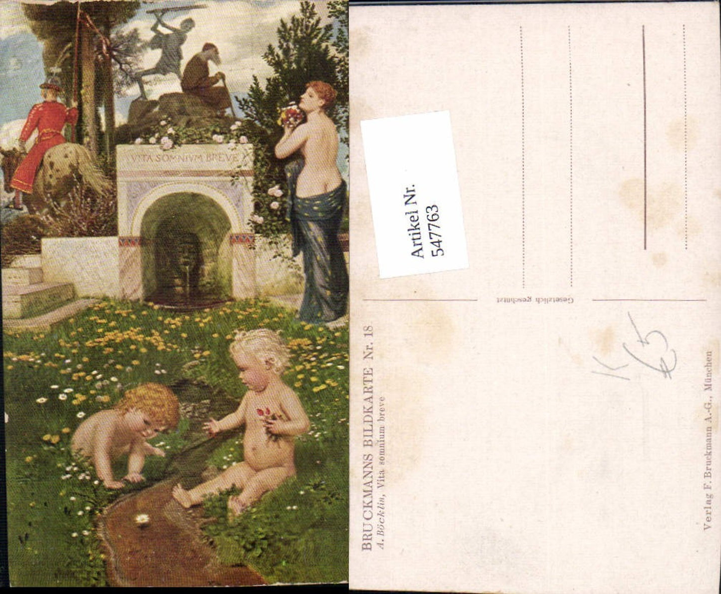 547763,Künstler AK A. Böcklin Vita somnium breve pub Bruckman 18