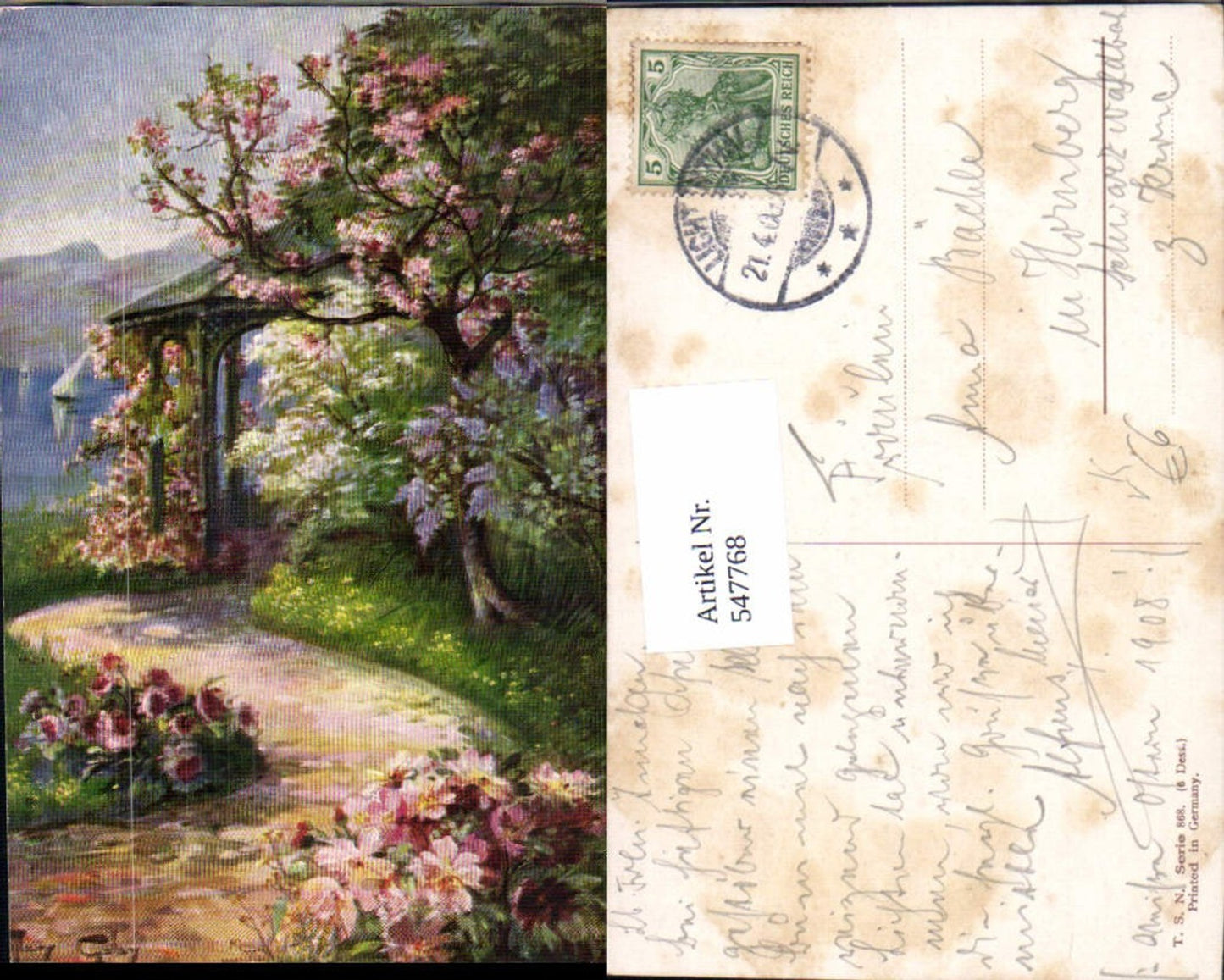 547768,Künstler AK Mary Golay Blumen Ufer Gardasee Lago di Garda pub Theo Stroefer 868