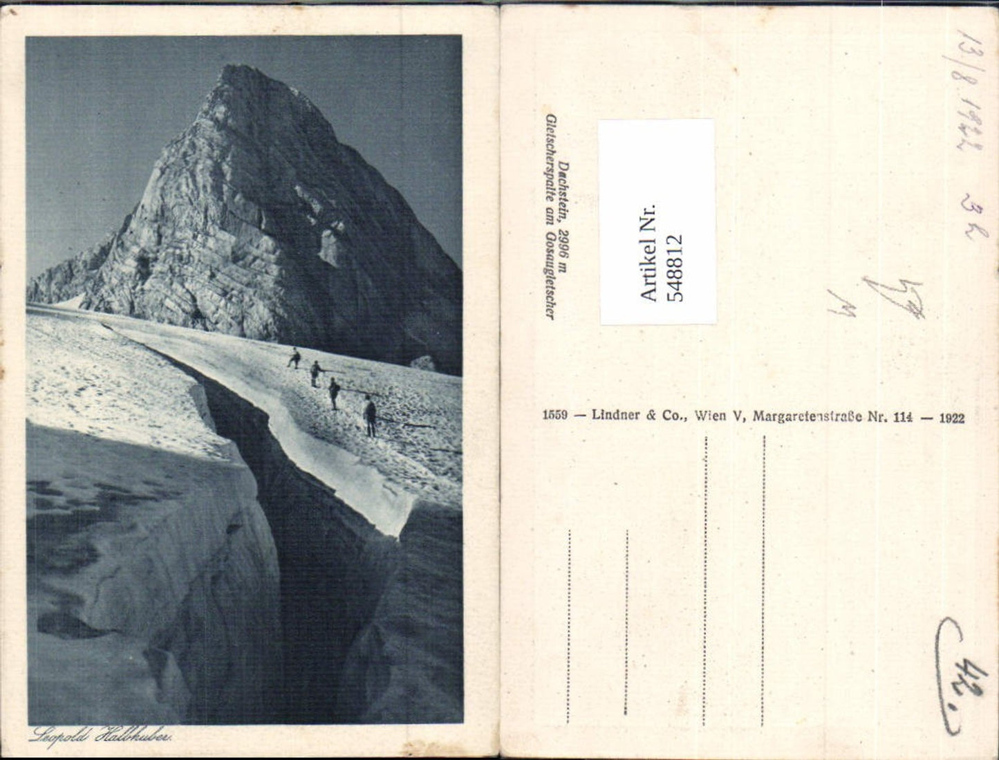 548812,Bergsteiger Tourengeher am Dachstein b. Gosau Schladming pub Leopold Halbhuber