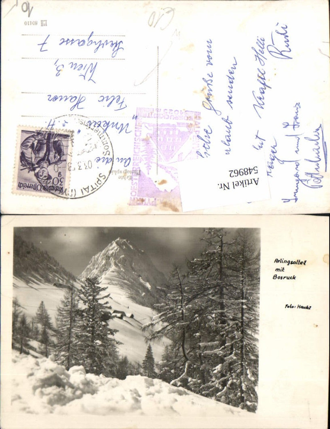 548962,Foto-AK Arlingsattel m. Bosruck b. Spital am Pyhrn Windischgarsten pub Foto Hackl