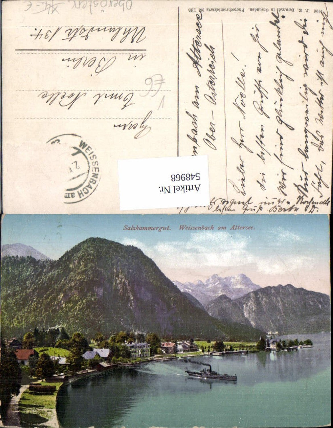 548968,tolle AK Salzkammergut Weissenbach am Attersee Dampfer pub Brandt 125