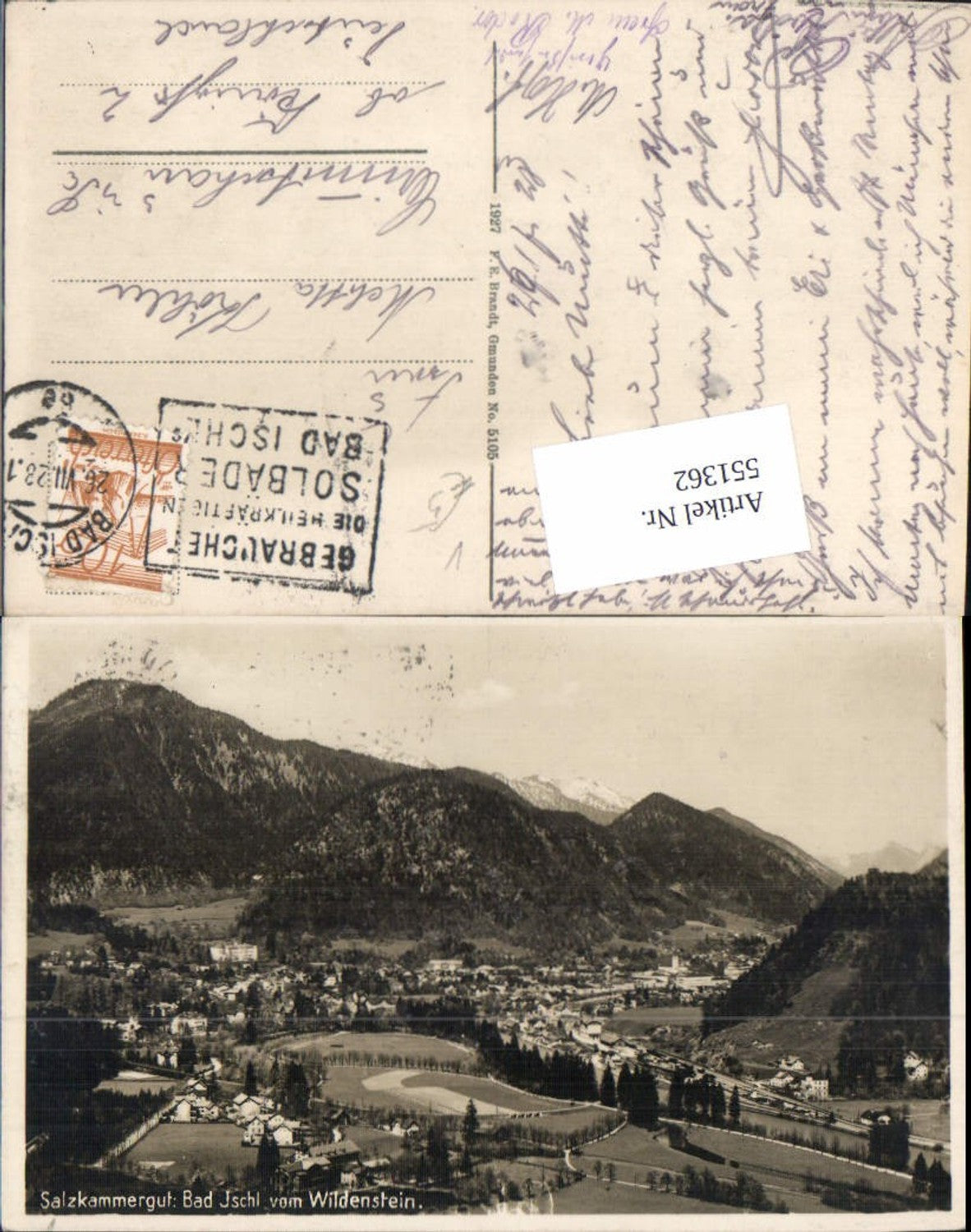 551362,Bad Ischl Salzkammergut vom Wildenstein pub Brandt 5105