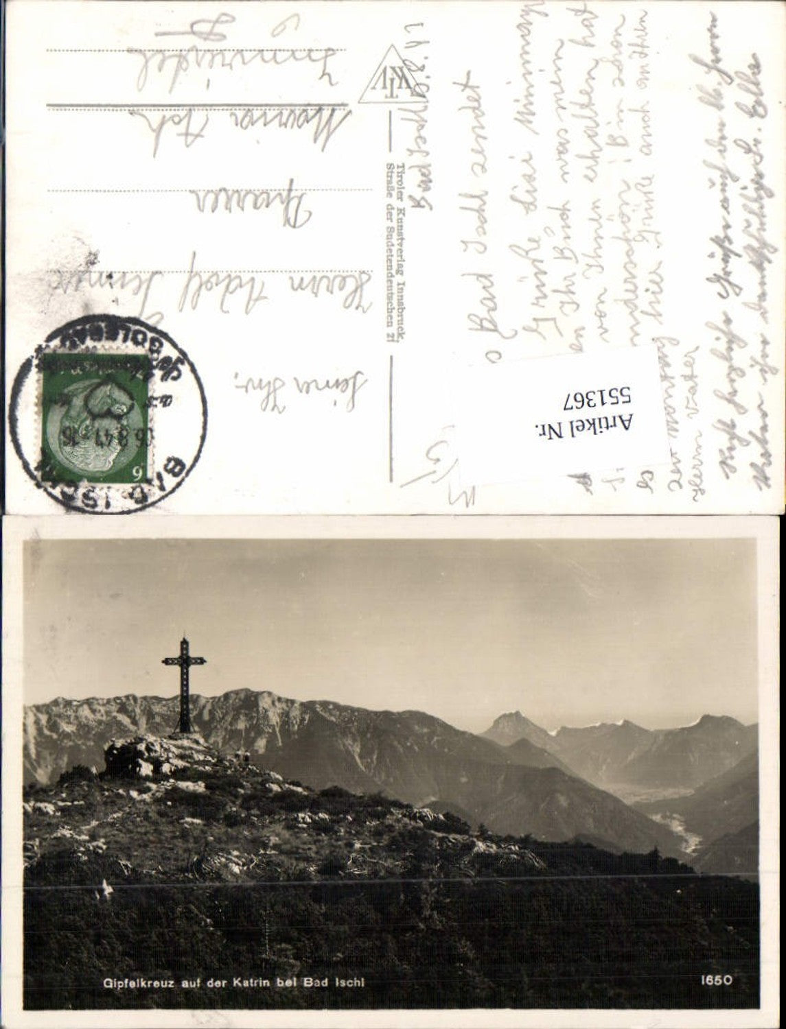 551367,Bad Ischl Salzkammergut Gipfelkreuz auf der Katrin