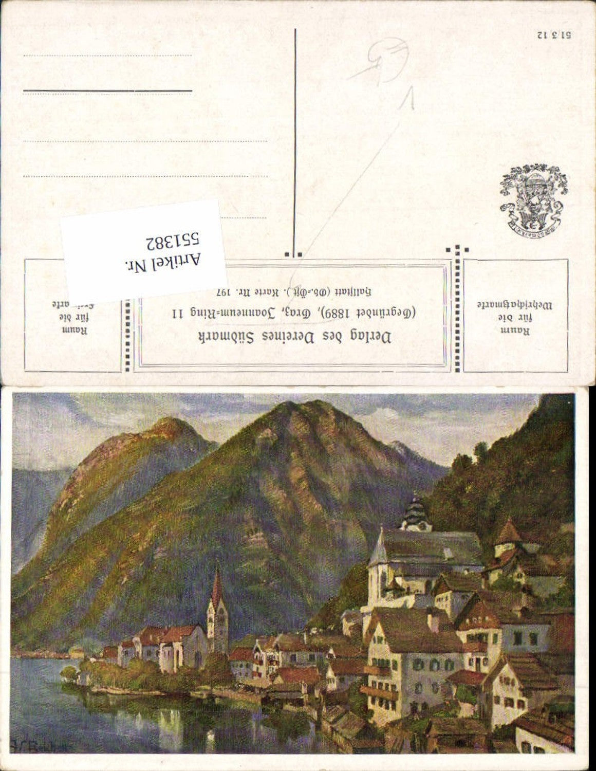 551382,Künstler AK W. Reichelt Hallstatt am Hallstättersee pub Verein Südmark 197