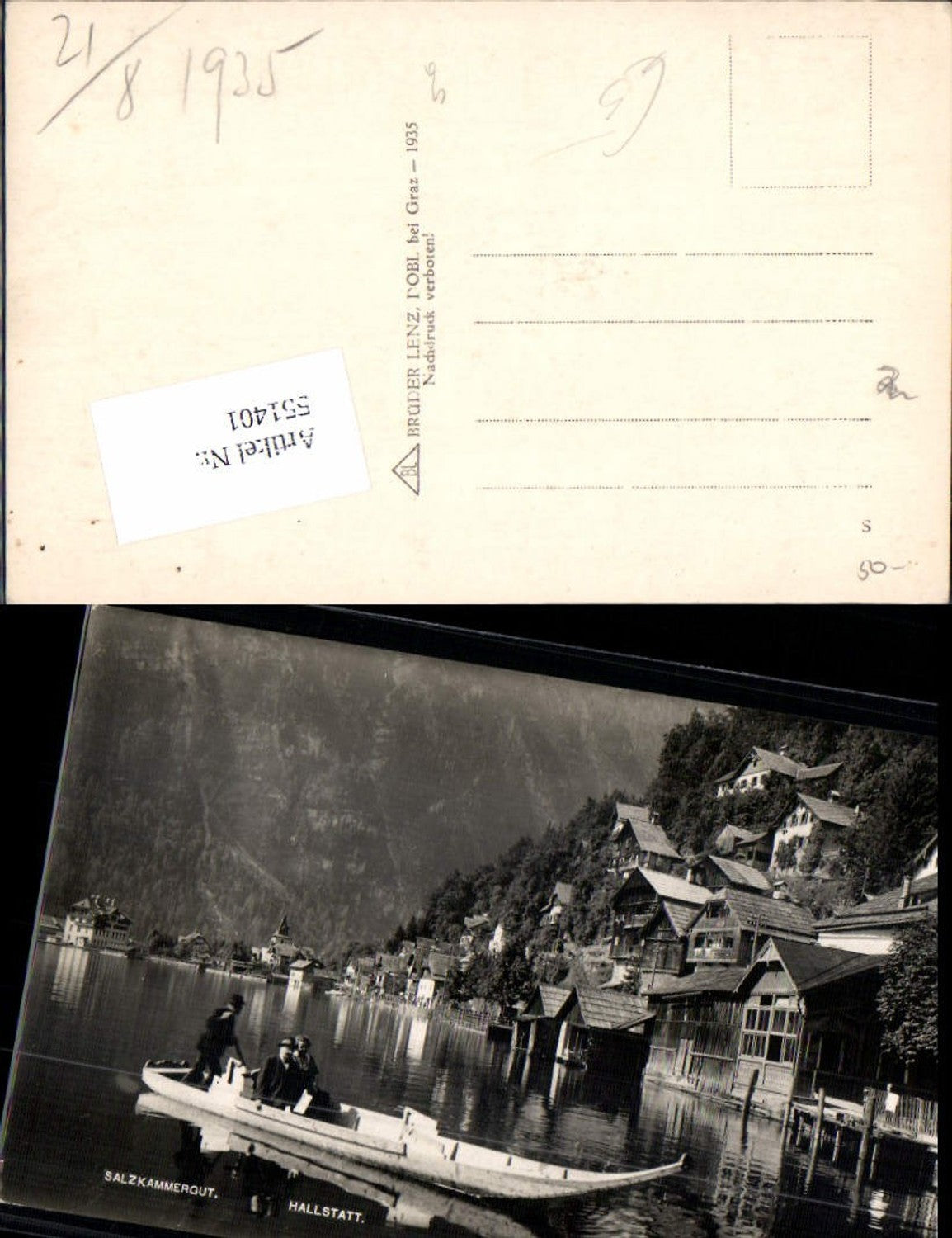 551401,Hallstatt am Hallstättersee Boot Leute