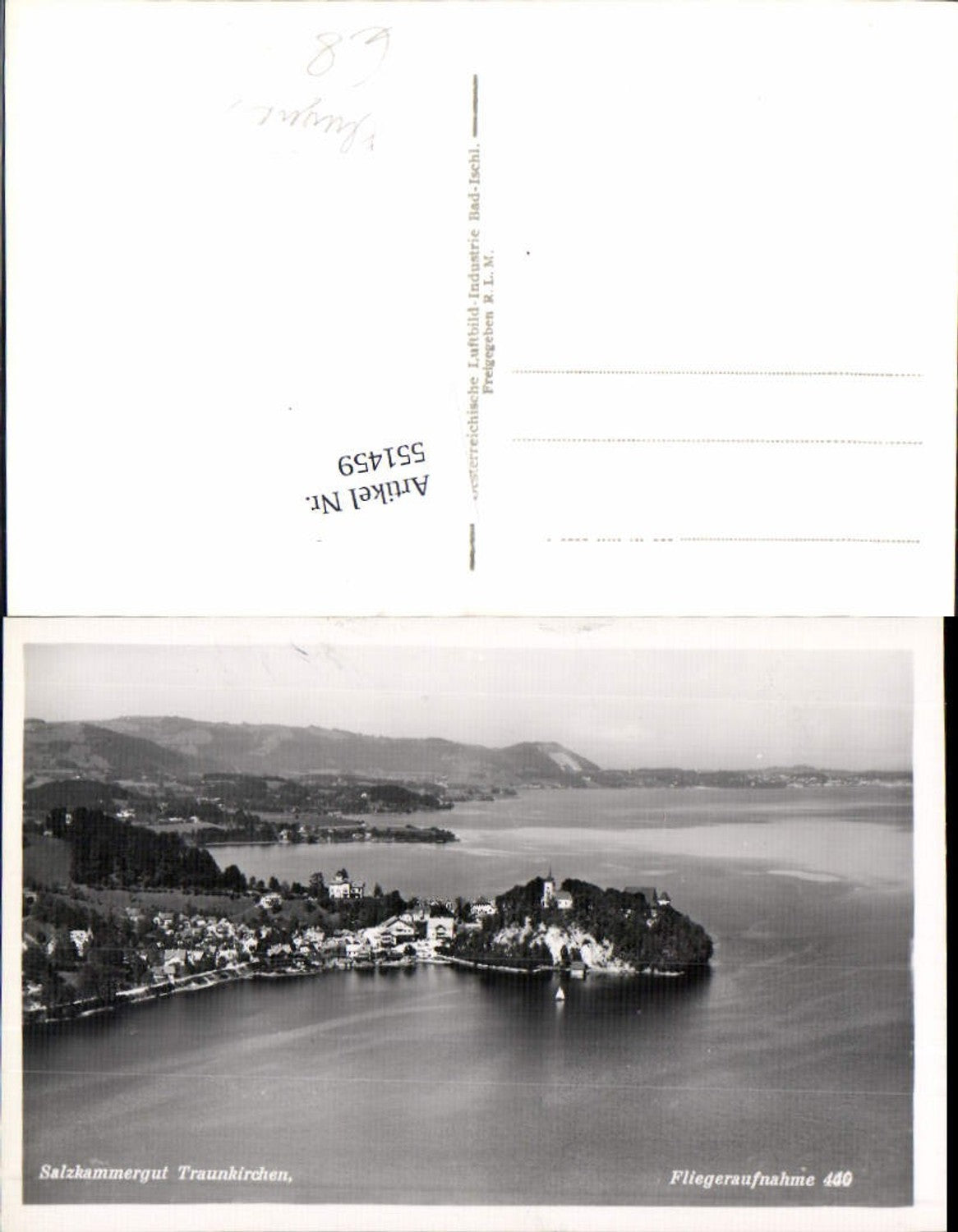 551459,tolle Fliegeraufnahme 440 Traunkirchen am Traunsee pub Österr. Luftbild Industrie