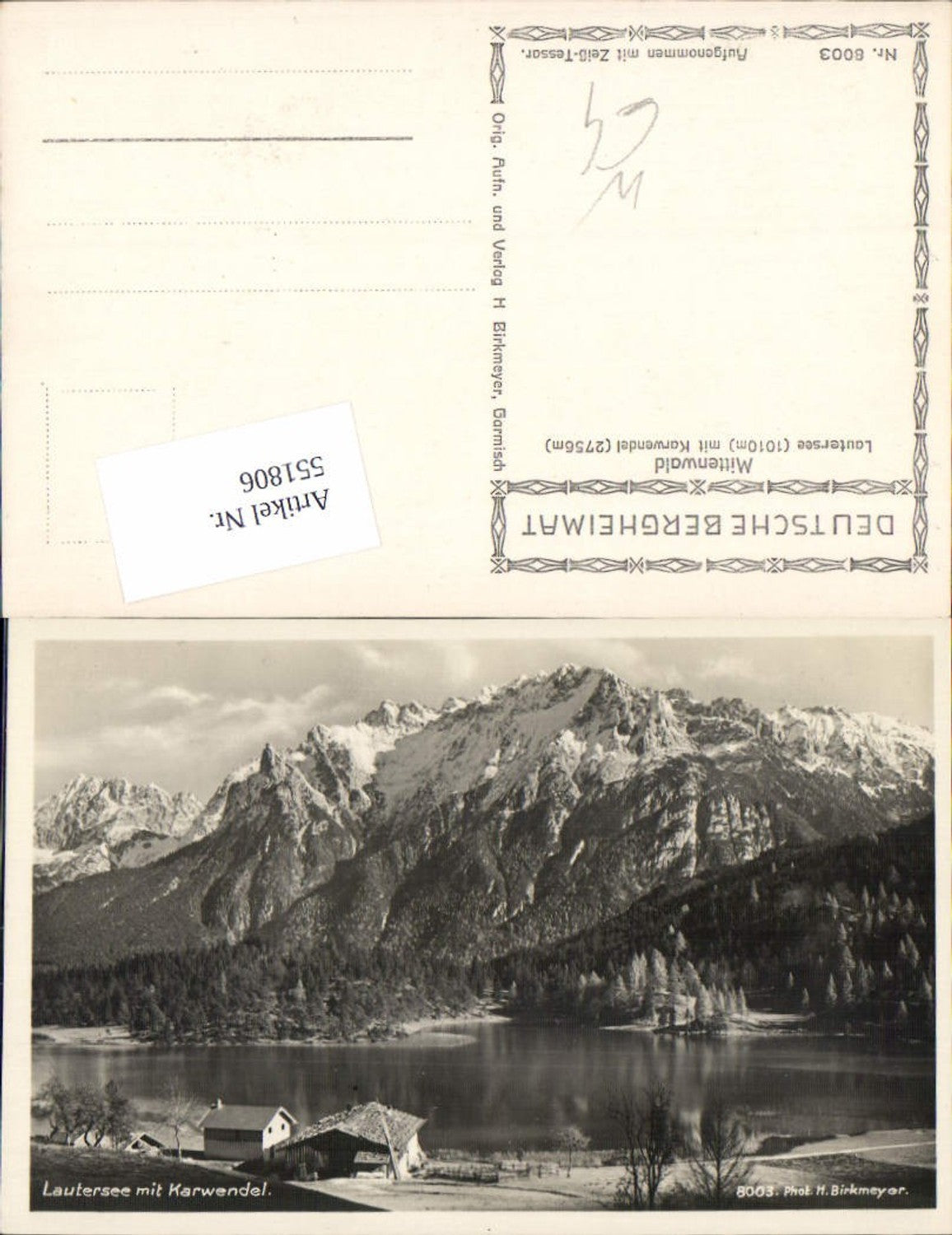 551806,Mittenwald in Oberbayern Lautersee pub Birkmeyer 8003