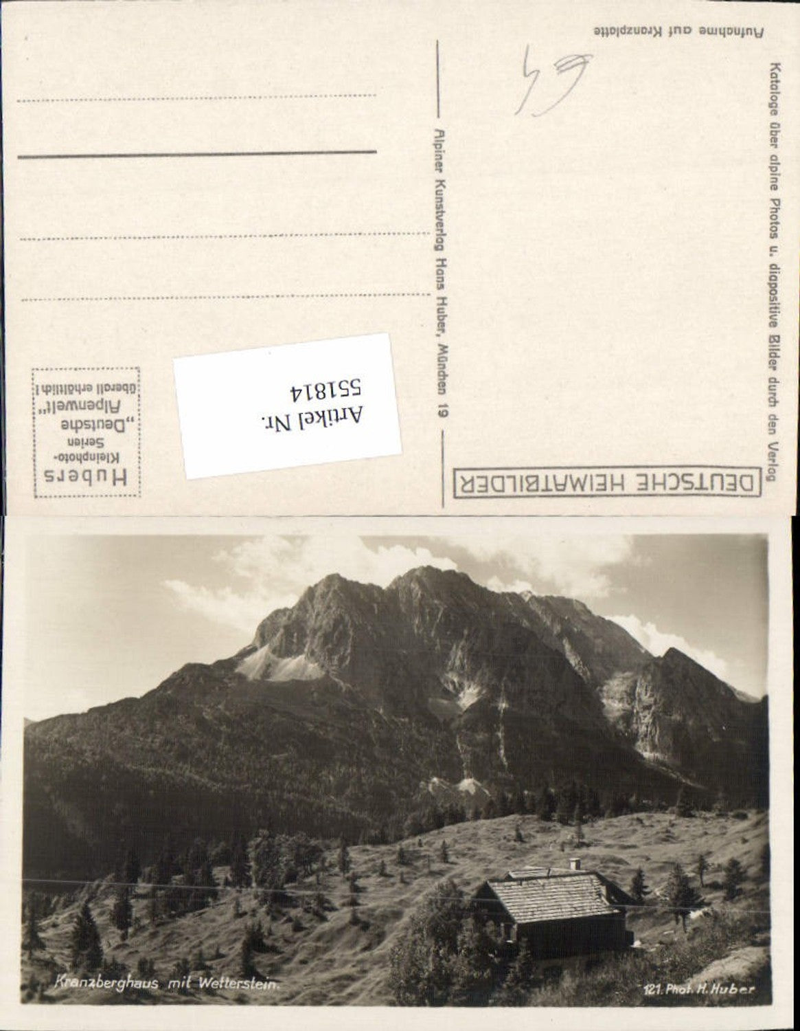 551814,Mittenwald in Oberbayern Kranzberghaus Kranzberg pub Huber 121