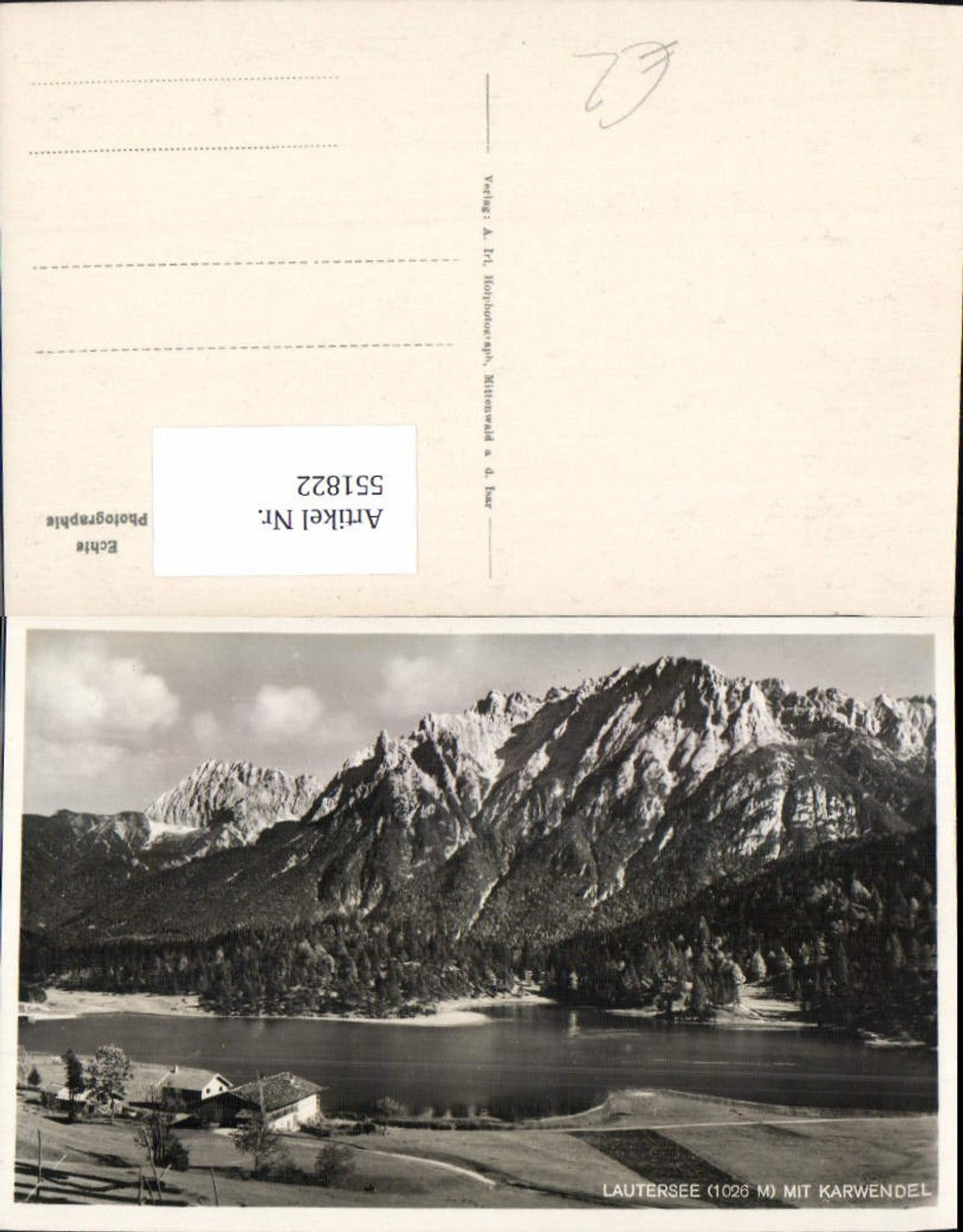 551822,Mittenwald in Oberbayern Lautersee Karwendel pub A. Jrl Hofphotograph
