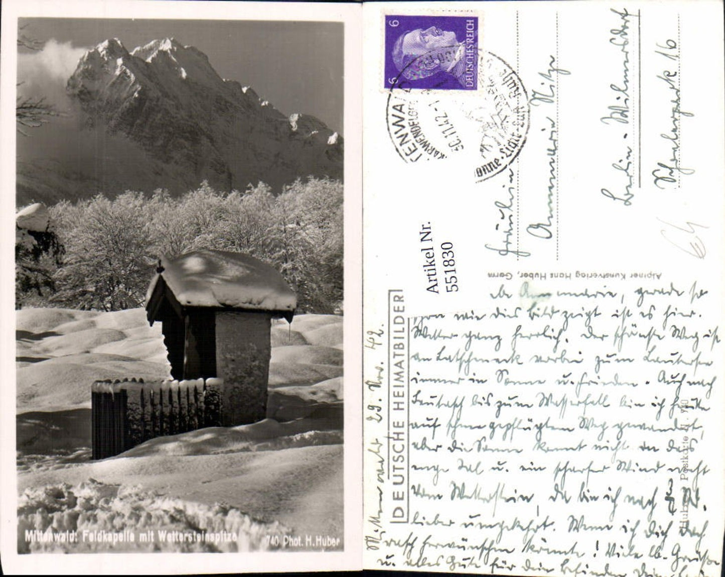 551830,Mittenwald in Oberbayern Feldkapelle Kapelle pub Huber 740