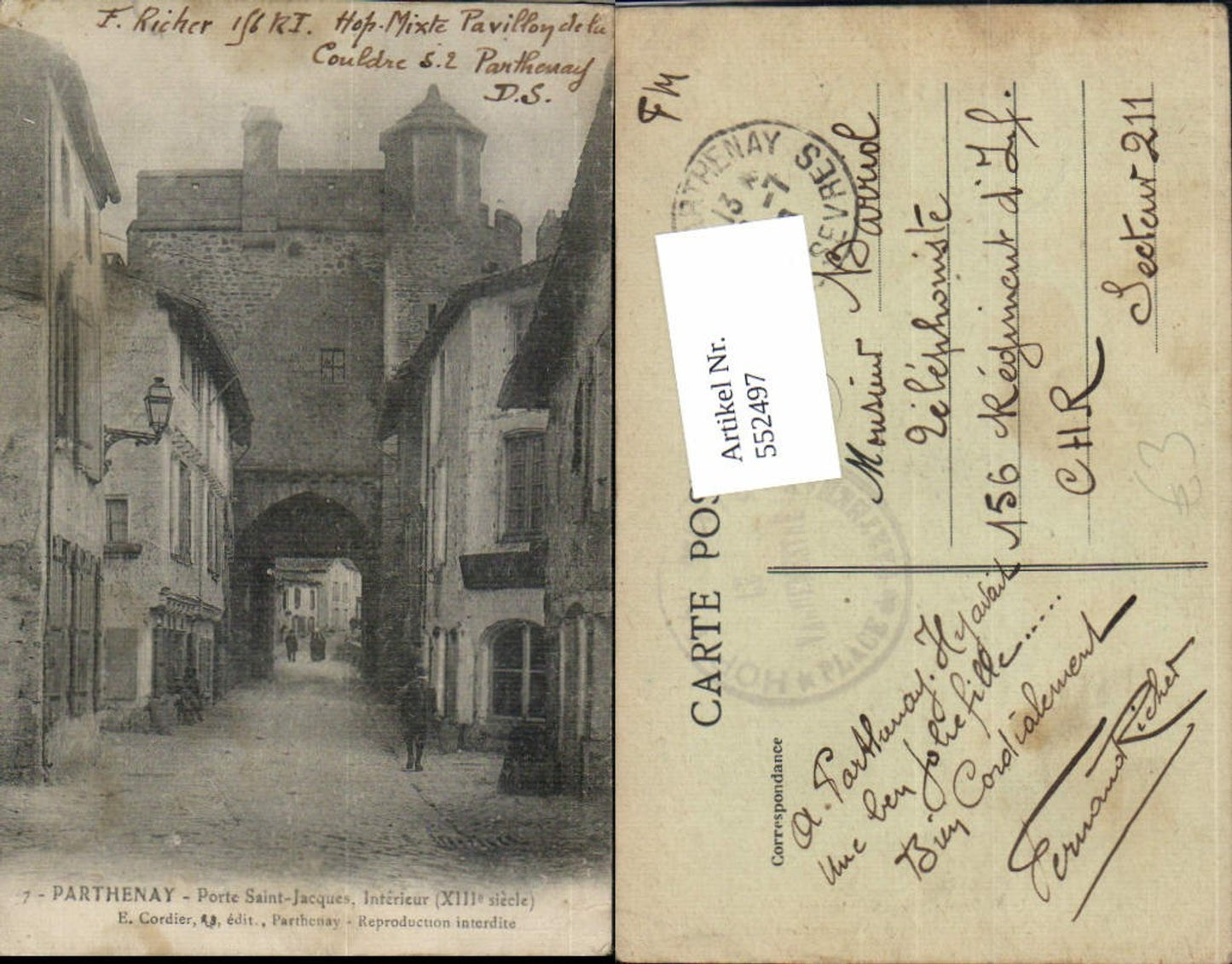 552497,Parthenay Deux Sevres Straßenansicht Porte Saint Jacques