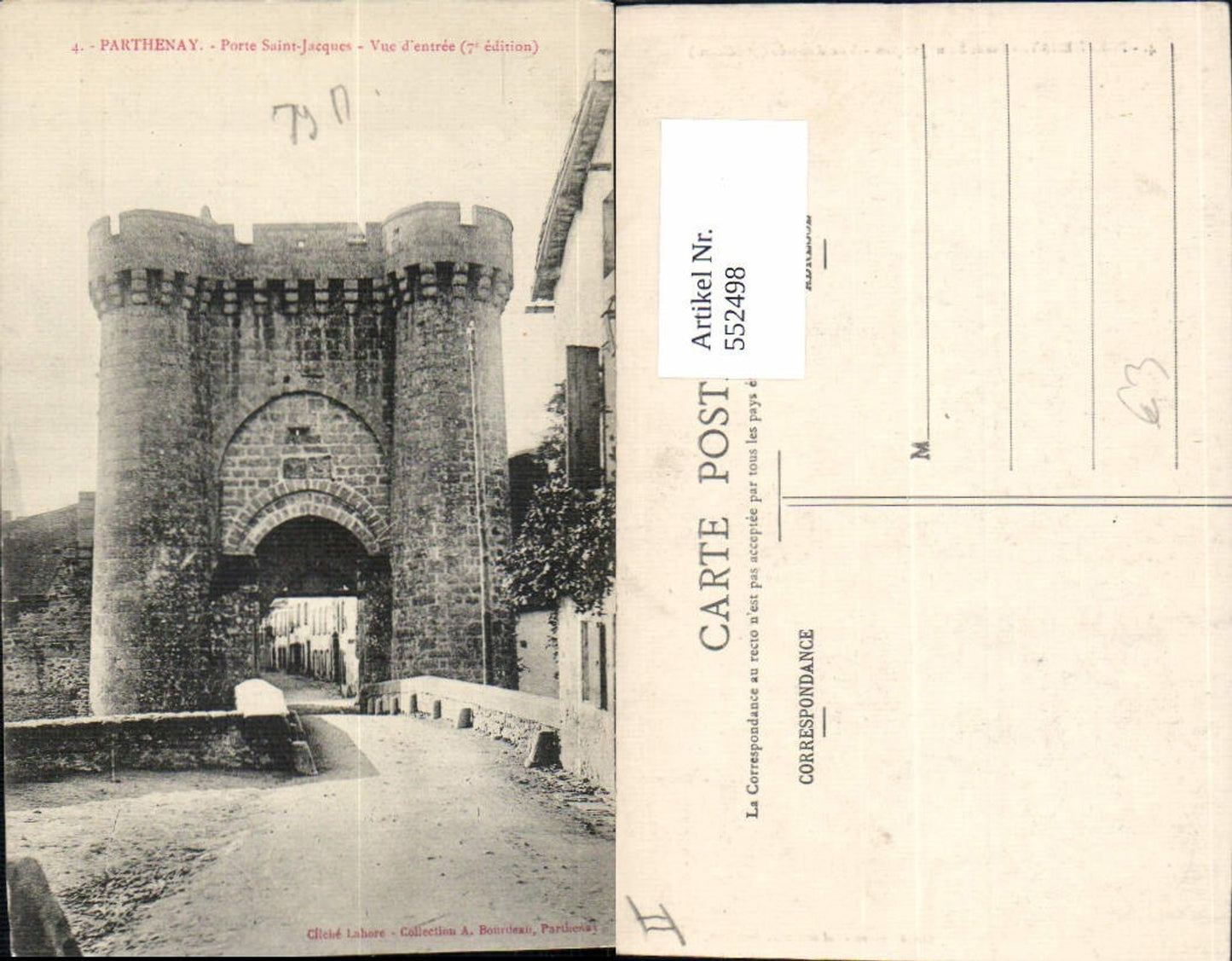 552498,Parthenay Deux Sevres Straßenansicht Porte Saint Jacques