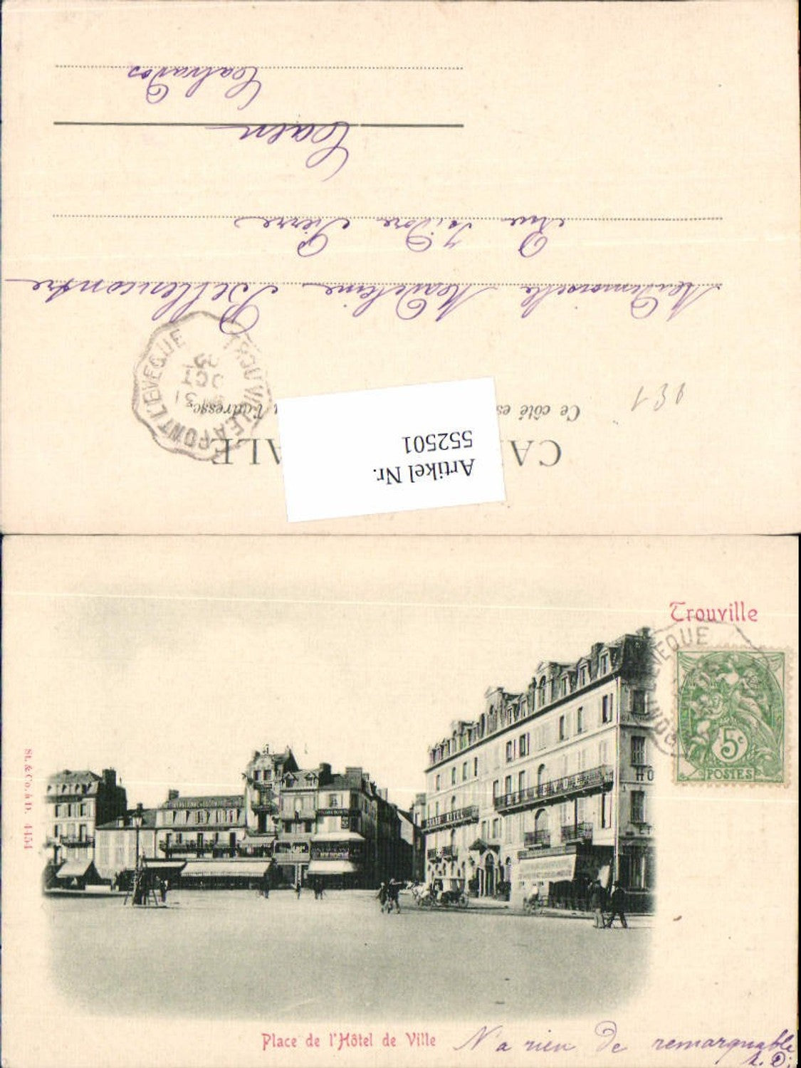 552501,Trouville sur mer Calvados Lisieux Place de Hotel de Ville Grand Hotel