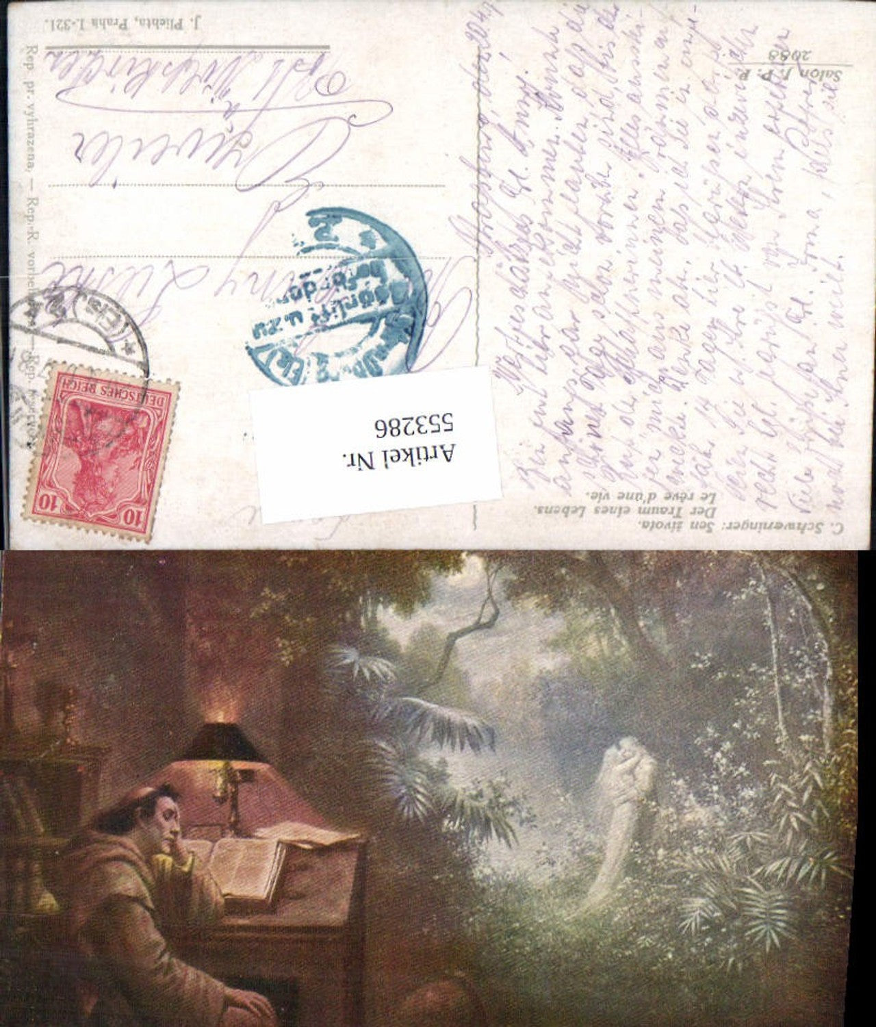 553286,Künstler AK C. Schweninger Lampe Buch Lesen liest