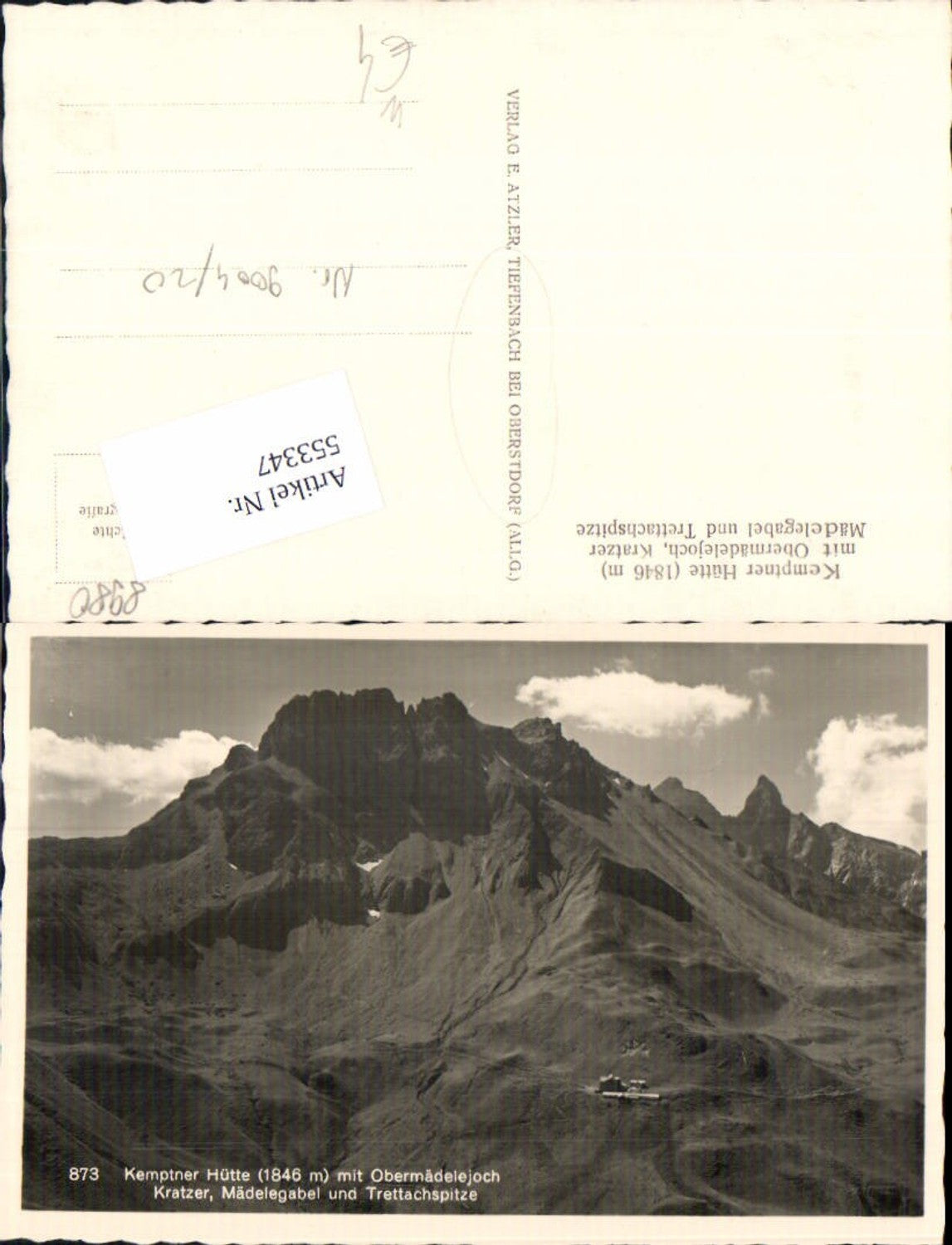 553347,Oberstdorf Kemptner Hütte Trettachspitze Tiefenbach pub Atzler