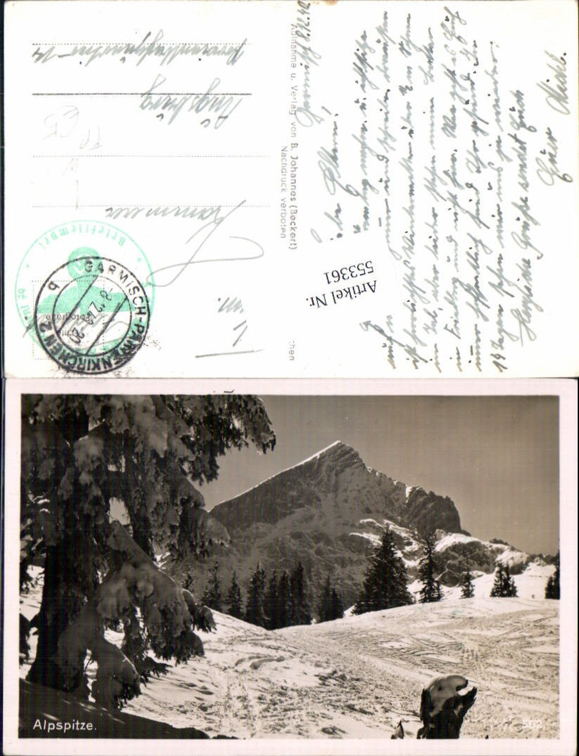 553361,Alpspitze bei Garmisch Partenkirchen Feldpost n. Augsburg