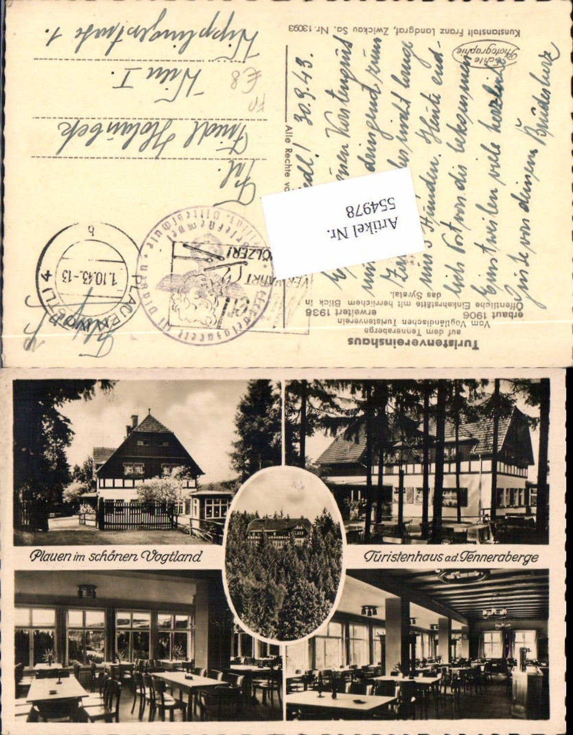 554978,tolle AK Plauen im Vogtland Turistenhaus Tenneraberge