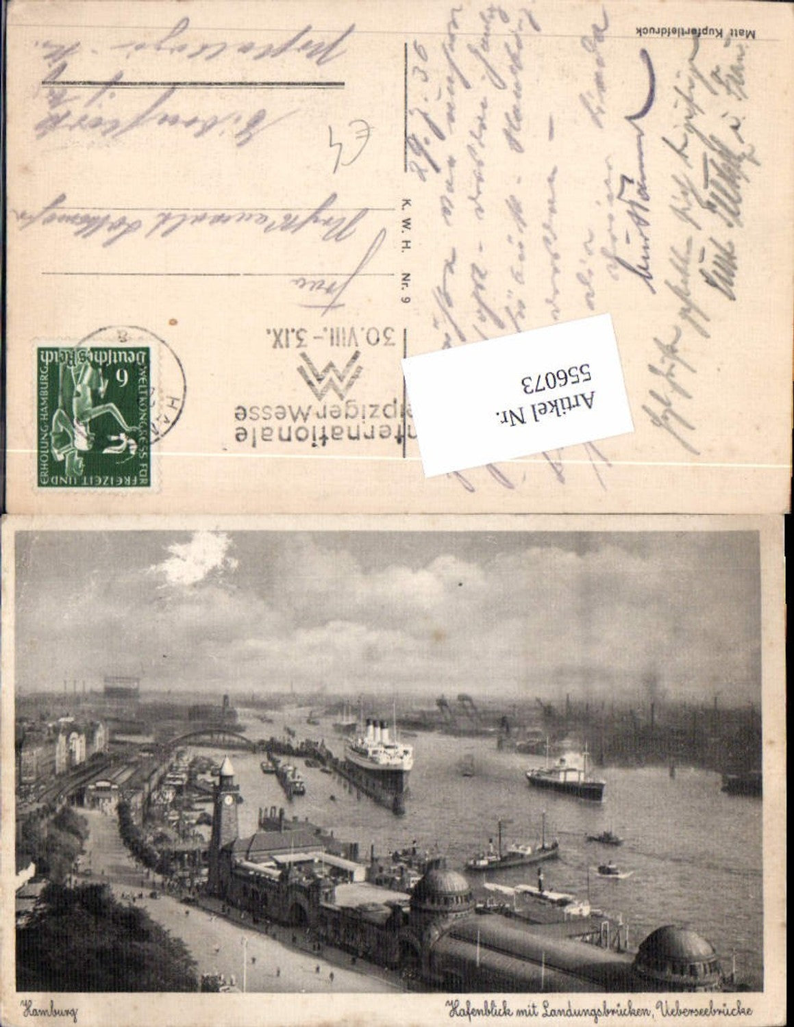 556073,tolle AK Hamburg Hafenblick Hafen Überseebrücke Schiffe Hochseeschiff
