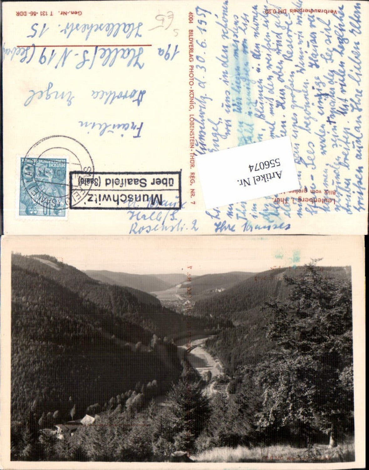 556074, Leutenberg in Thuringia, Mittelberg Stp. Munschwitz Saalfeld, auxiliary postmark