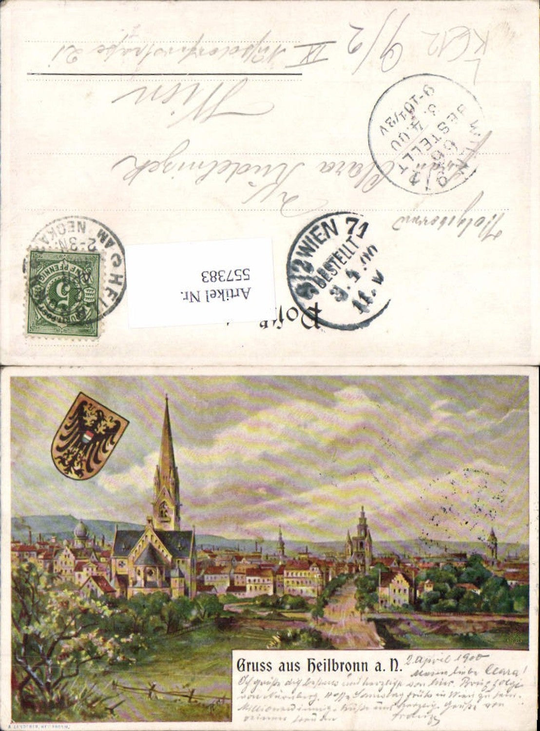 557383,tolle Lithographie Gruß aus Heilbronn am Neckar