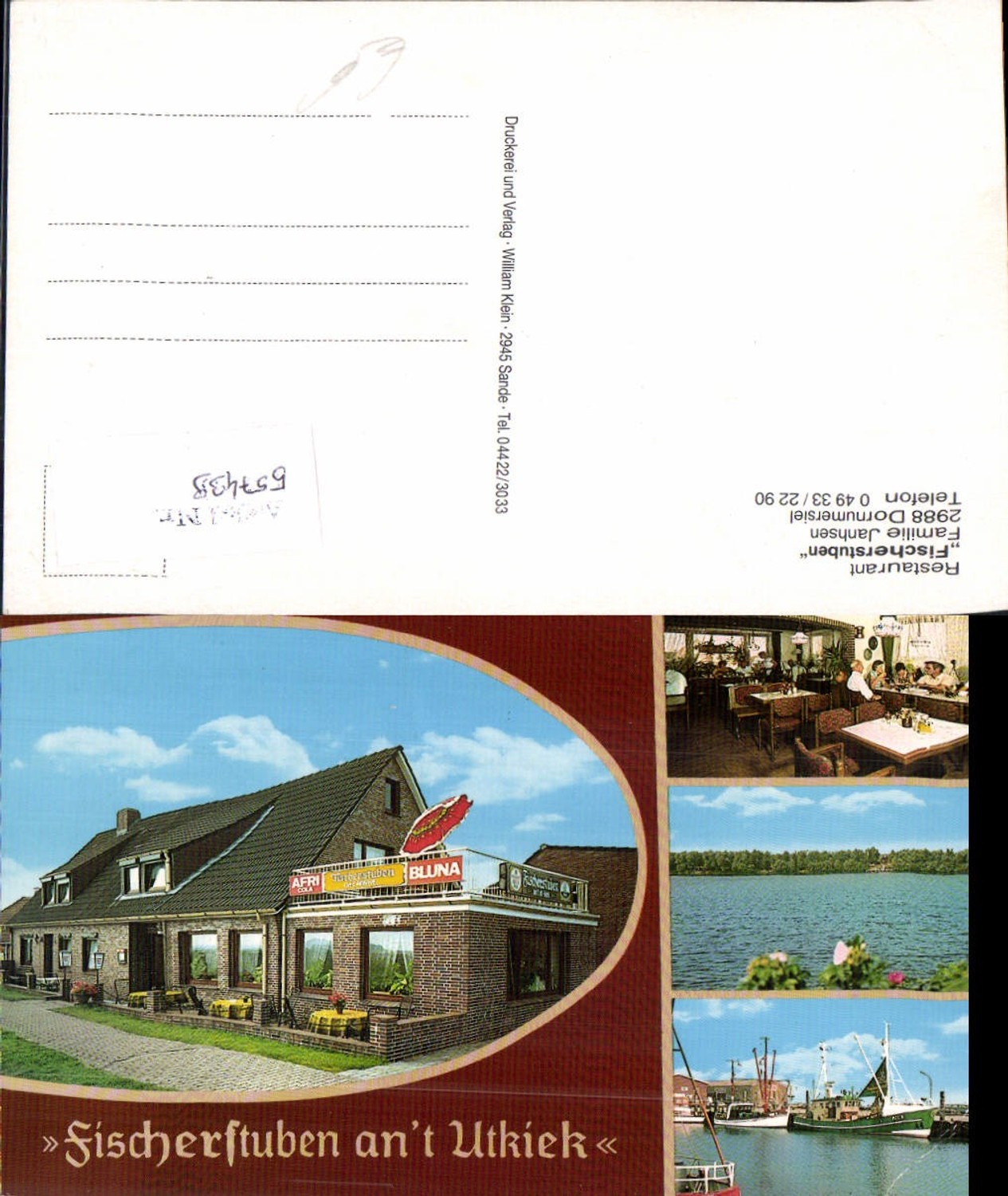 557439,Dornumersiel Restaurant Fischerstuben Dornum Ostfriesland Bluna Reklame Friesland LK Aurich