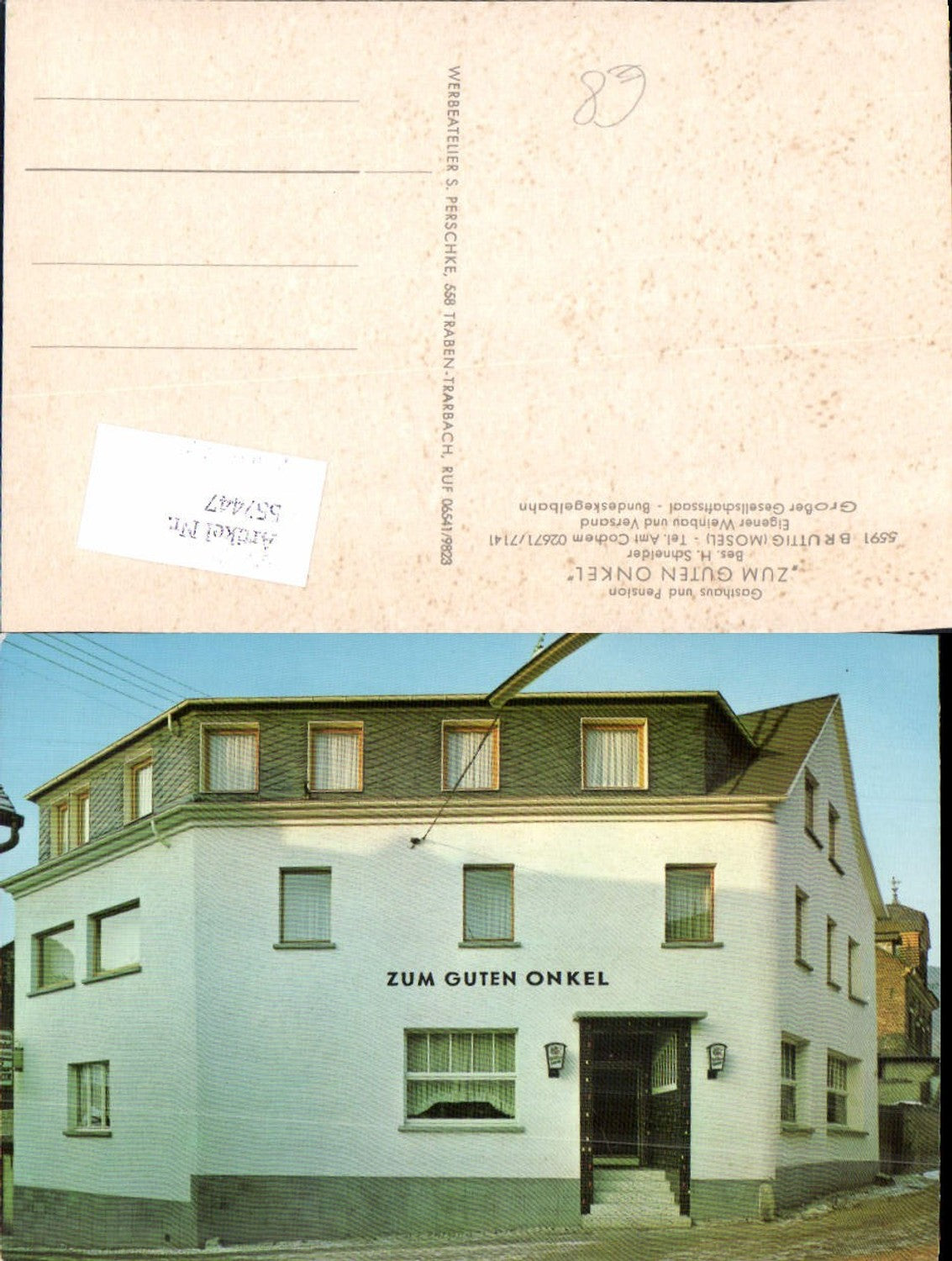 557447,tolle AK Bruttig Mosel Frankel Gasthof Zum guten Onkel Cochem Zell
