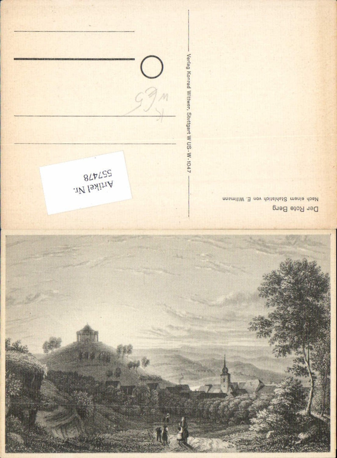 557478,Künstler AK nach Stahlstich E. Willmann Der Rote Berg Roter Berg