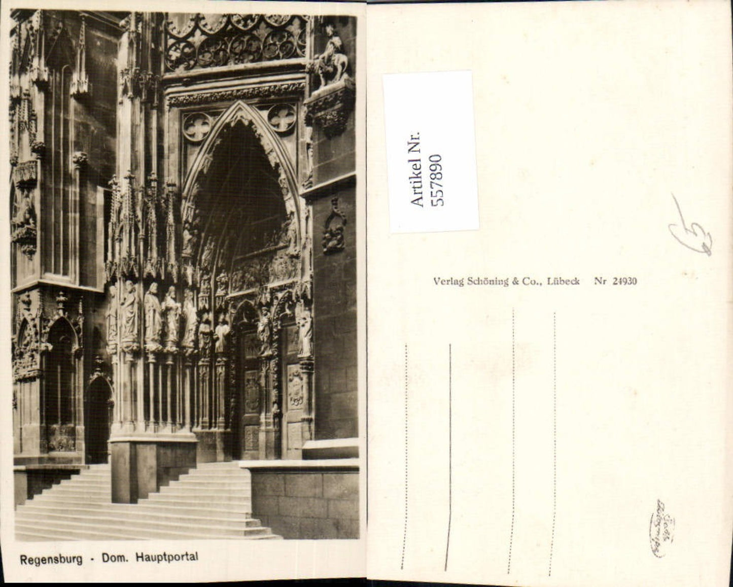 557890,Foto Ak Regensburg Dom Hauptportal