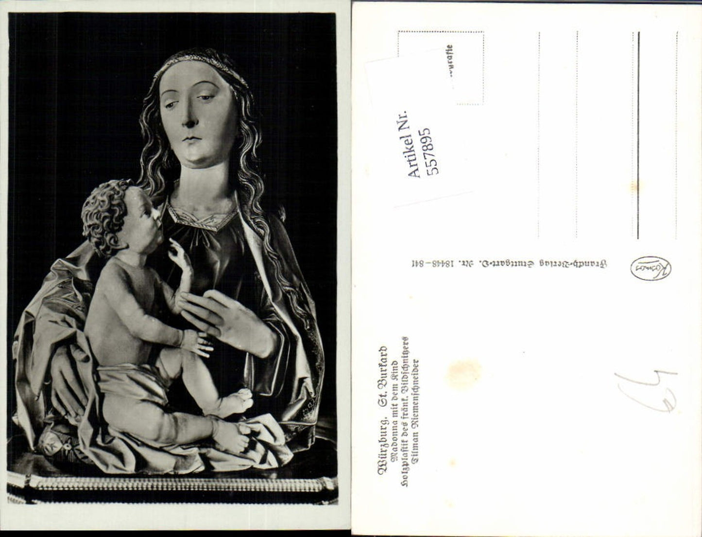 557895,Foto Ak Würzburg St Burkard Madonna mit Kind